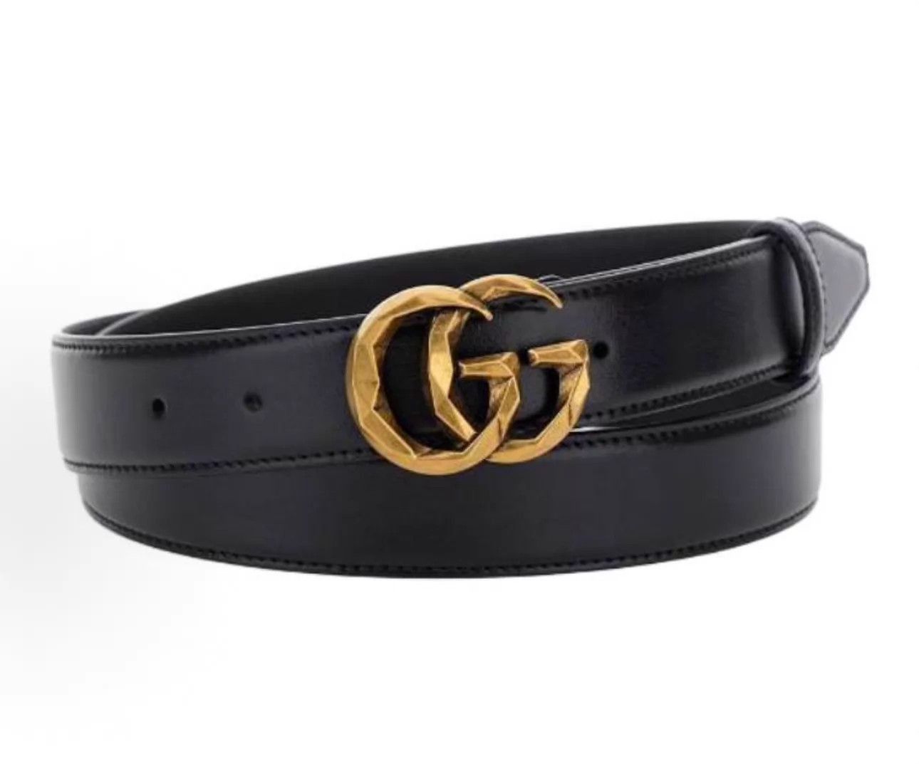 Gucci Black Leather Belt with Gold Interlocking Buckle Size ONE SIZE - 5 Thumbnail
