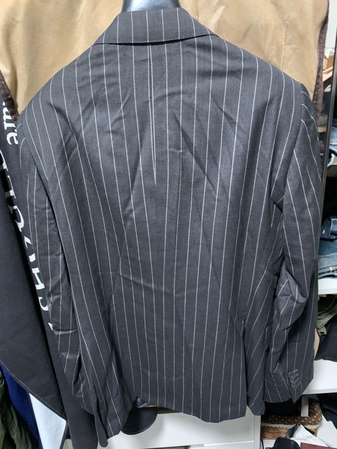 Polo Ralph Lauren Gray Pinstriped Formal Blazer Size US M / EU 48-50 / 2 - 2 Thumbnail