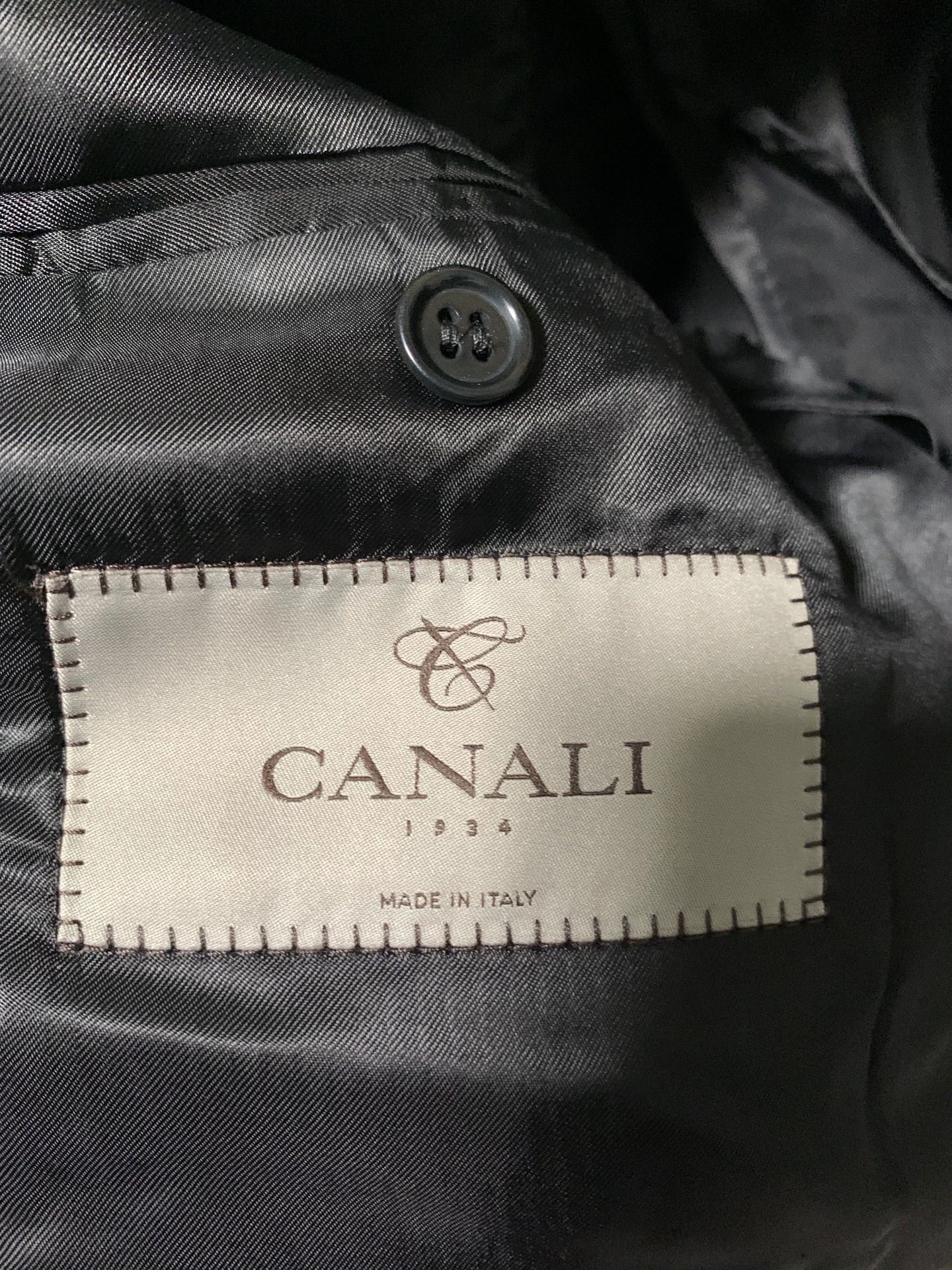 Canali Black Formal Suit Jacket with Floral Lapel Pin Size US M / EU 48-50 / 2 - 5 Thumbnail