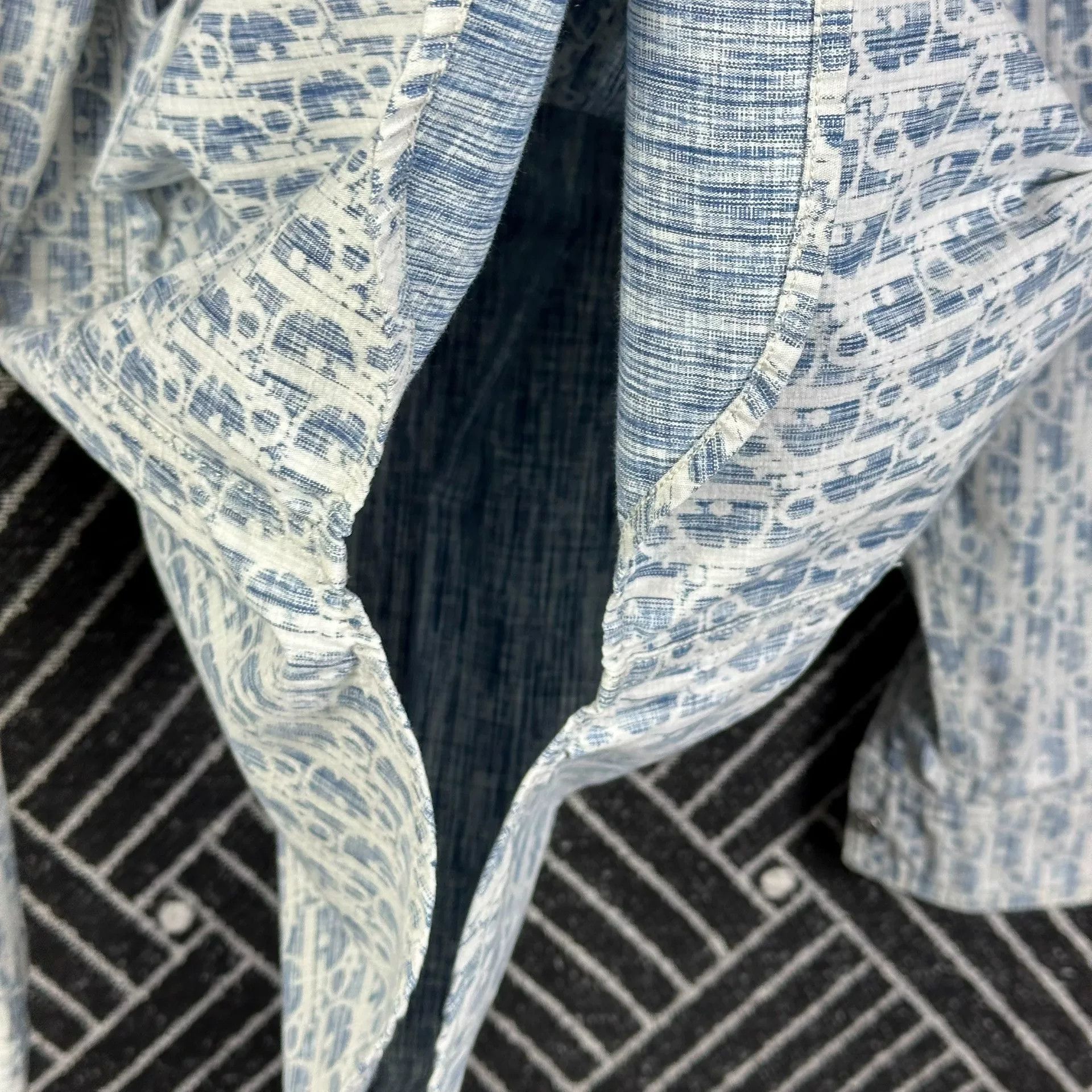 Dior Dior Blue White All-Over Print Shirt Size M / US 6-8 / IT 42-44 - 6 Thumbnail