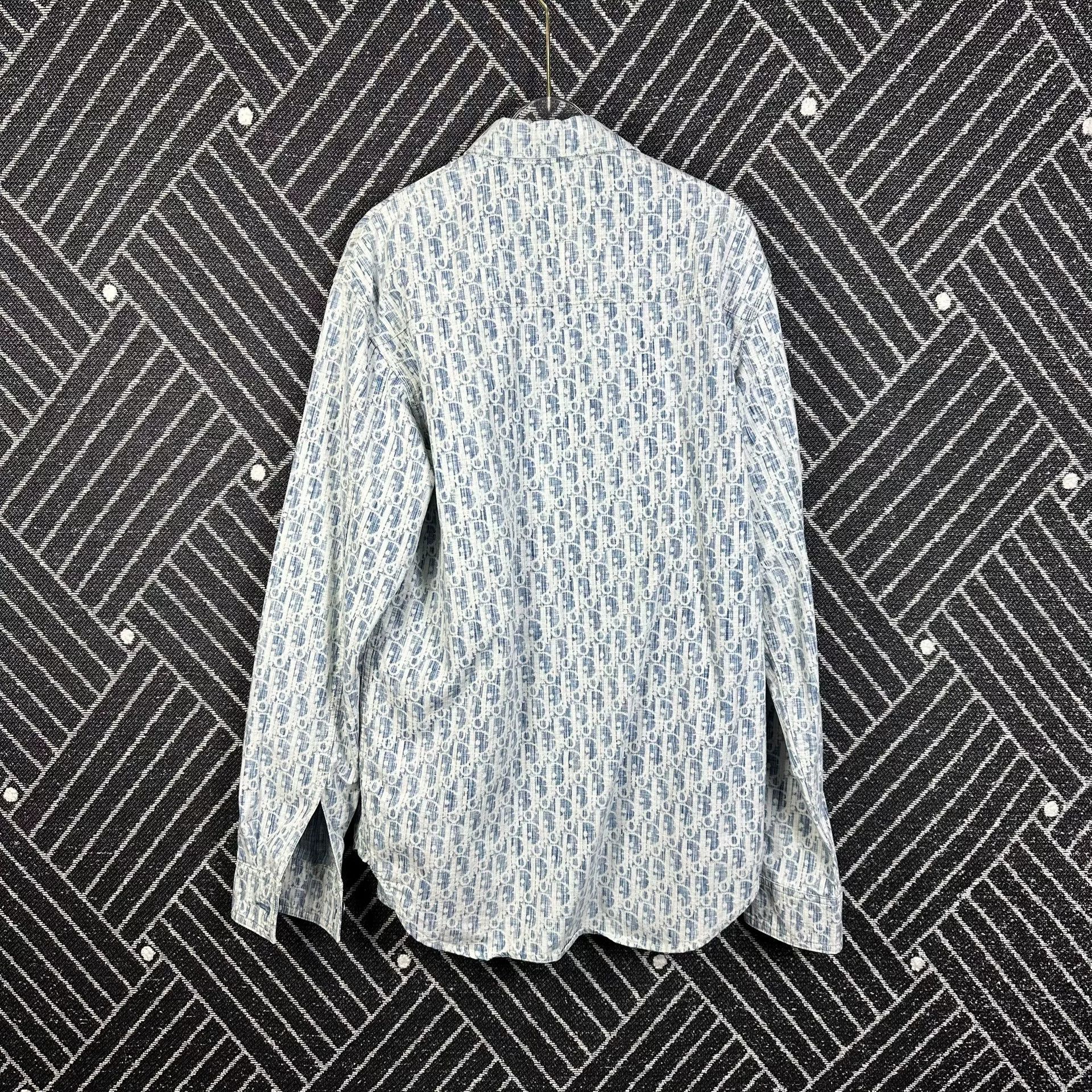 Dior Dior Blue White All-Over Print Shirt Size M / US 6-8 / IT 42-44 - 2 Thumbnail