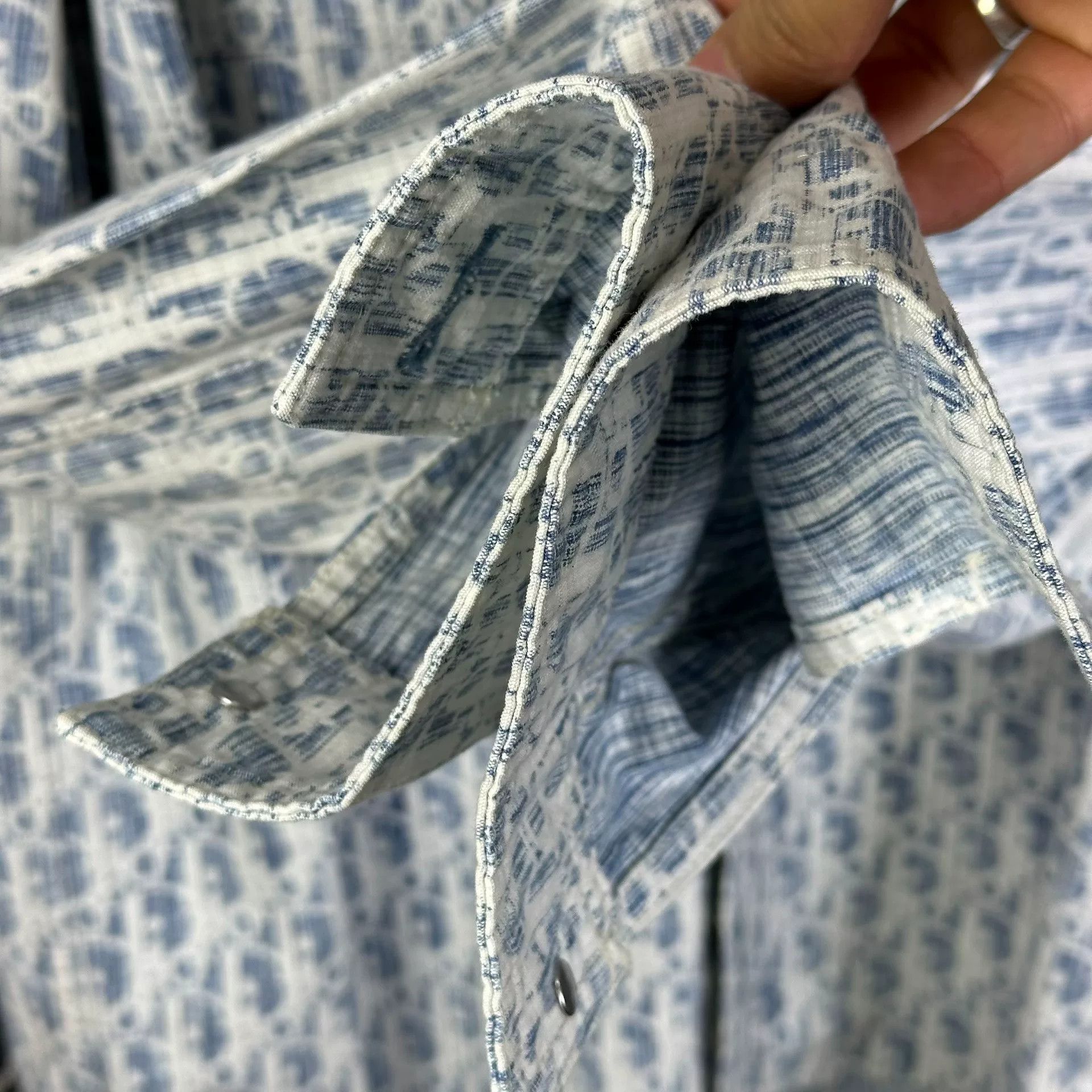 Dior Dior Blue White All-Over Print Shirt Size M / US 6-8 / IT 42-44 - 5 Thumbnail
