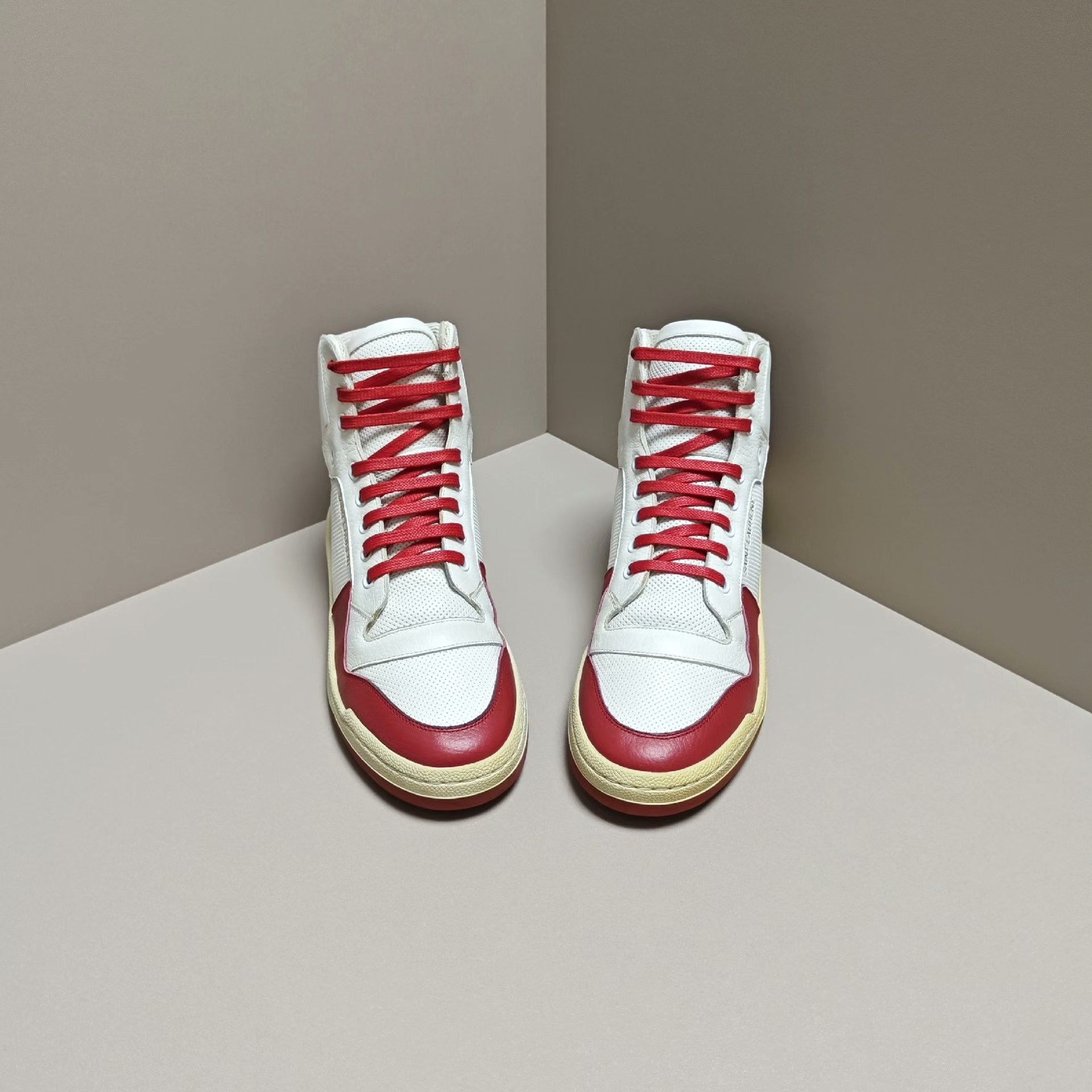 Saint Laurent Paris Saint Laurent Paris Distressed Red Hitop Sneakers 7 Men Size US 7 / EU 40 - 2 Thumbnail