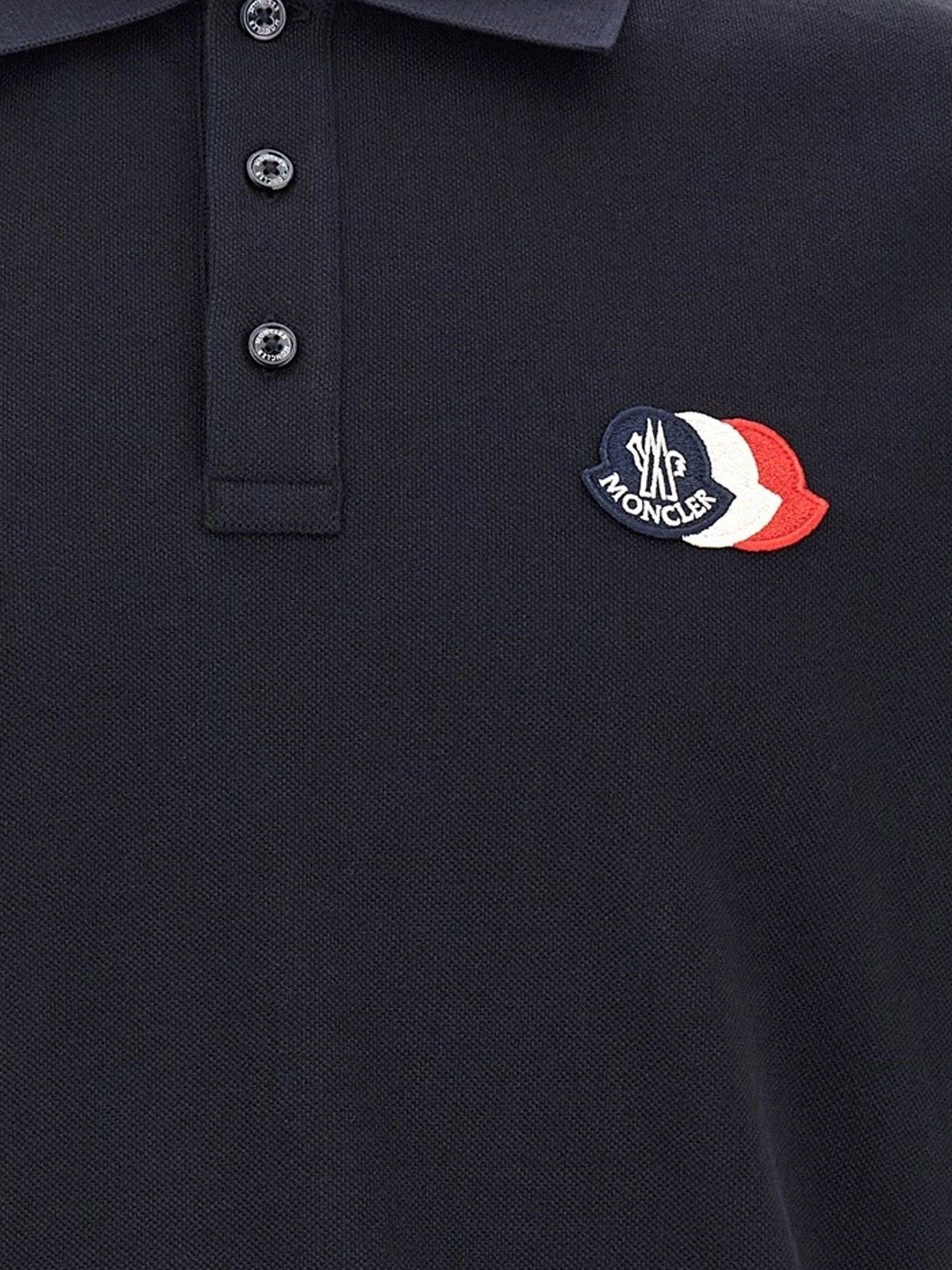 Moncler Cotton Polo Shirt With Tricolor Logo Patch Size US XL / EU 56 / 4 - 3 Thumbnail