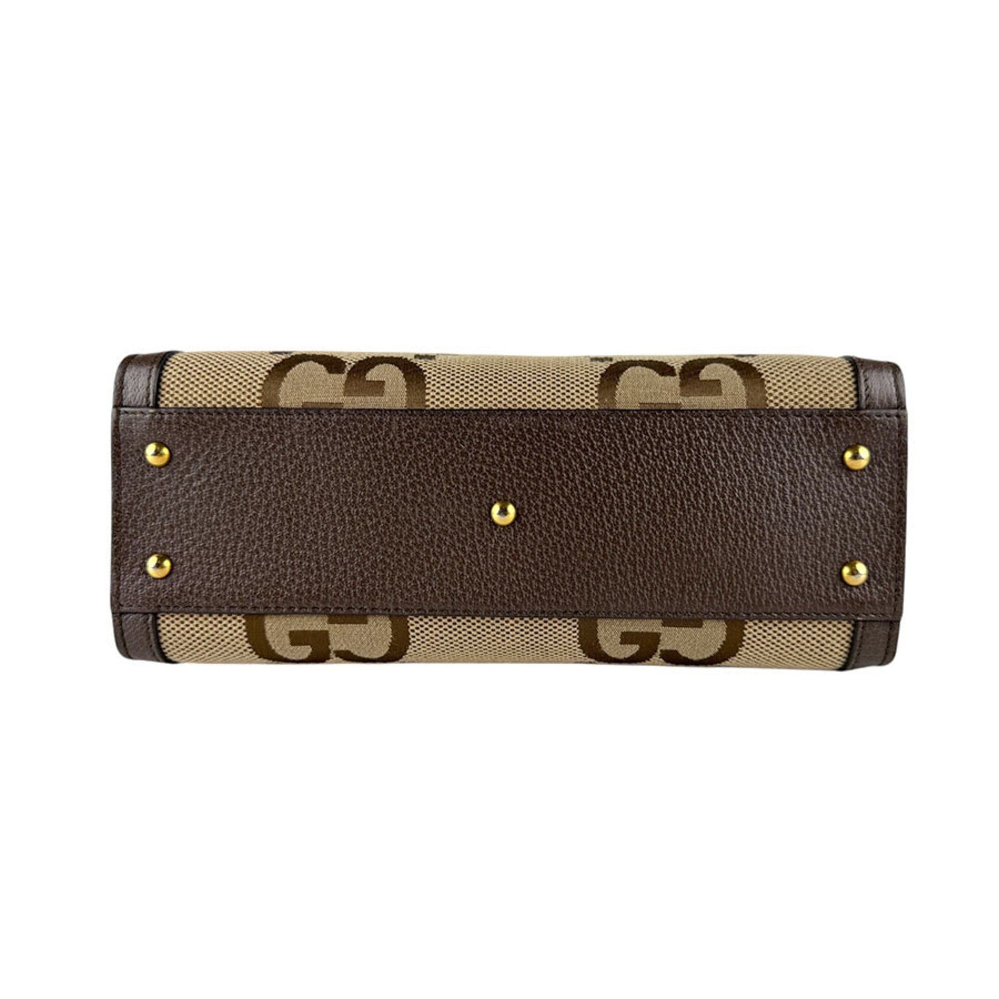 Gucci Gucci Diana Jumbo GG Canvas and Leather Handbag/Shoulder Bag, Beige, Brown, Gold, Women's, 660195 z9376 Size ONE SIZE - 4 Thumbnail
