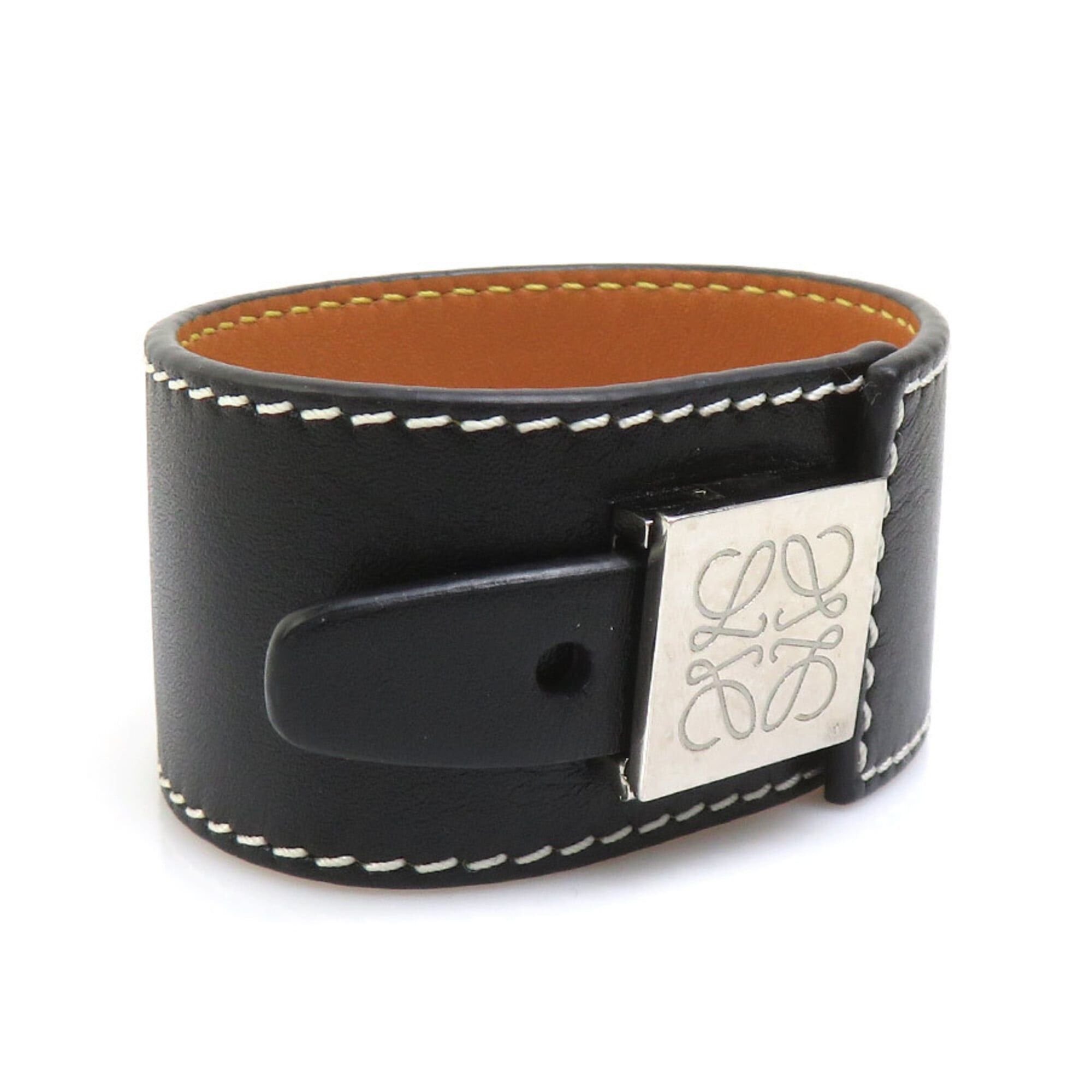 Loewe Loewe Anagram Bracelet, Leather, Metal, Black, Silver, Women's, e61780a Size ONE SIZE - 2 Thumbnail