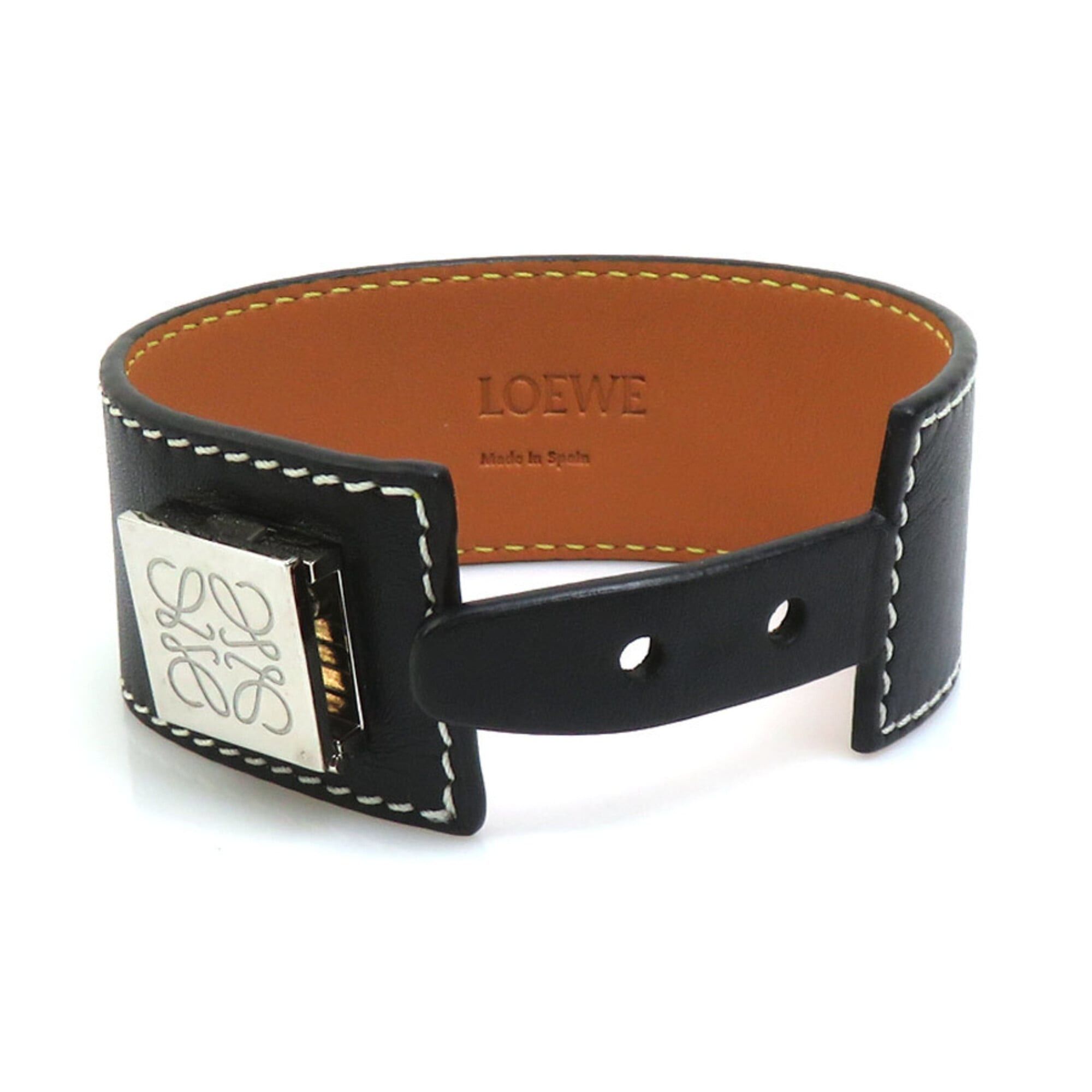 Loewe Loewe Anagram Bracelet, Leather, Metal, Black, Silver, Women's, e61780a Size ONE SIZE - 5 Thumbnail