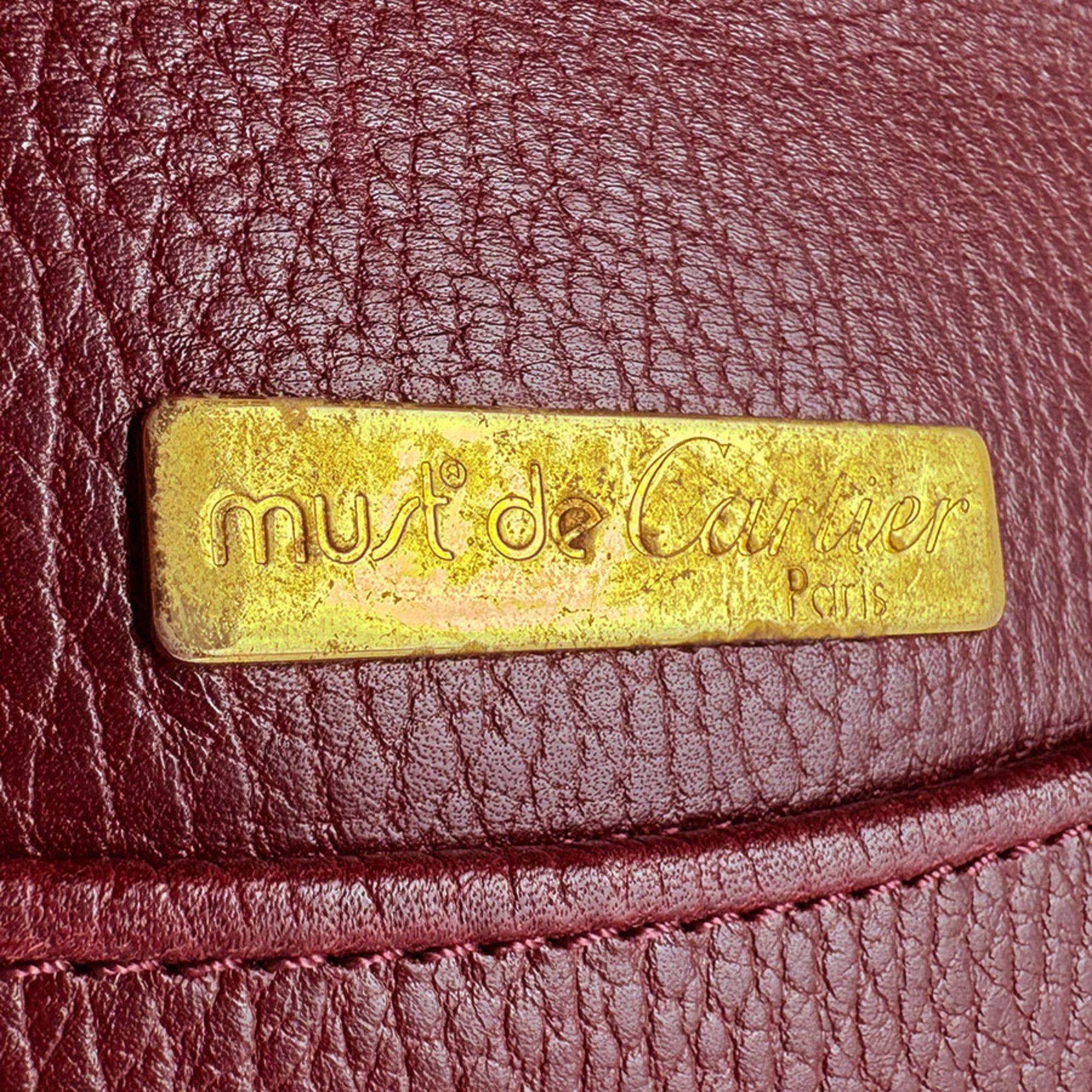 Cartier Cartier Shoulder Bag Must Line Leather Burgundy Gold Women's z9343 Size ONE SIZE - 12 Thumbnail