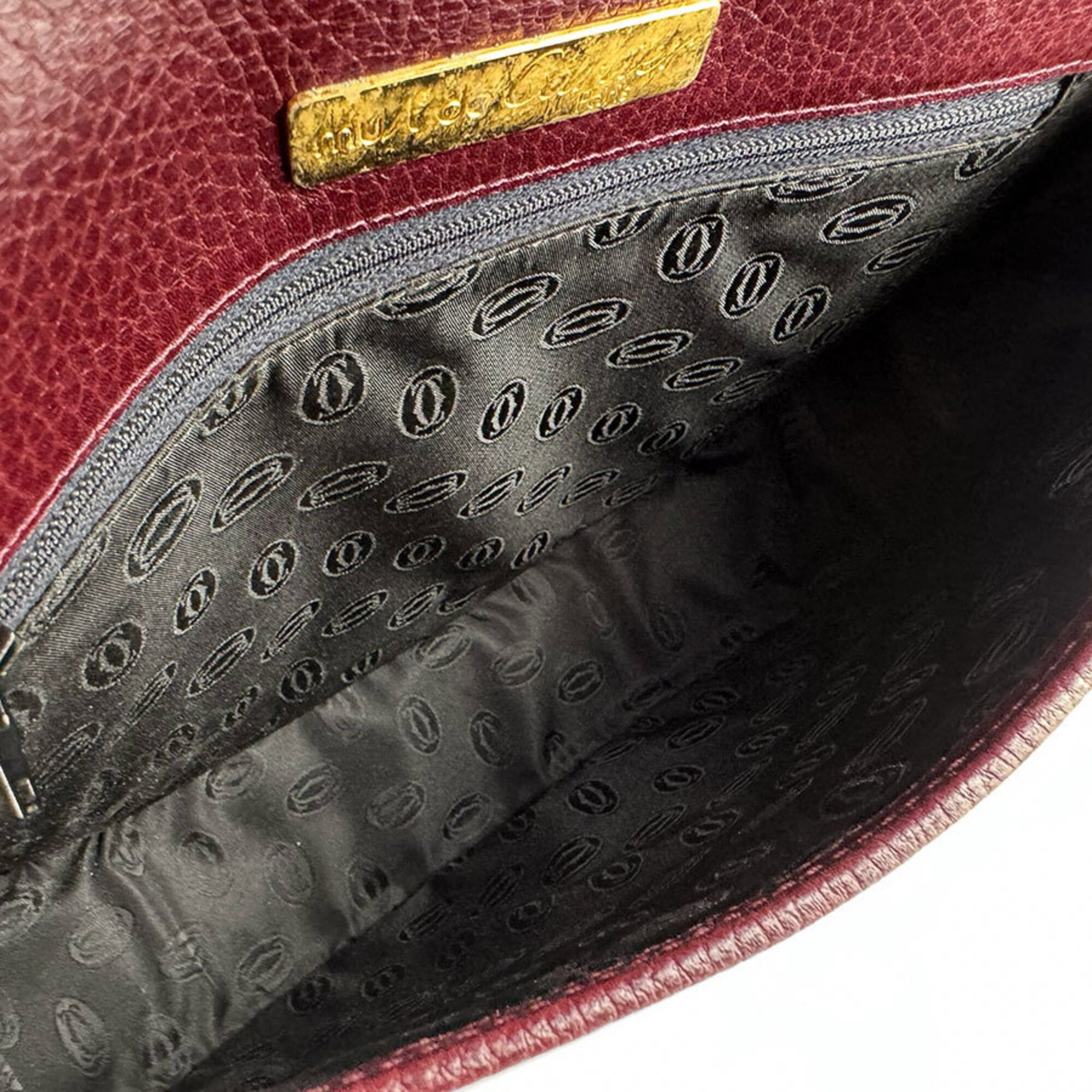 Cartier Cartier Shoulder Bag Must Line Leather Burgundy Gold Women's z9343 Size ONE SIZE - 5 Thumbnail