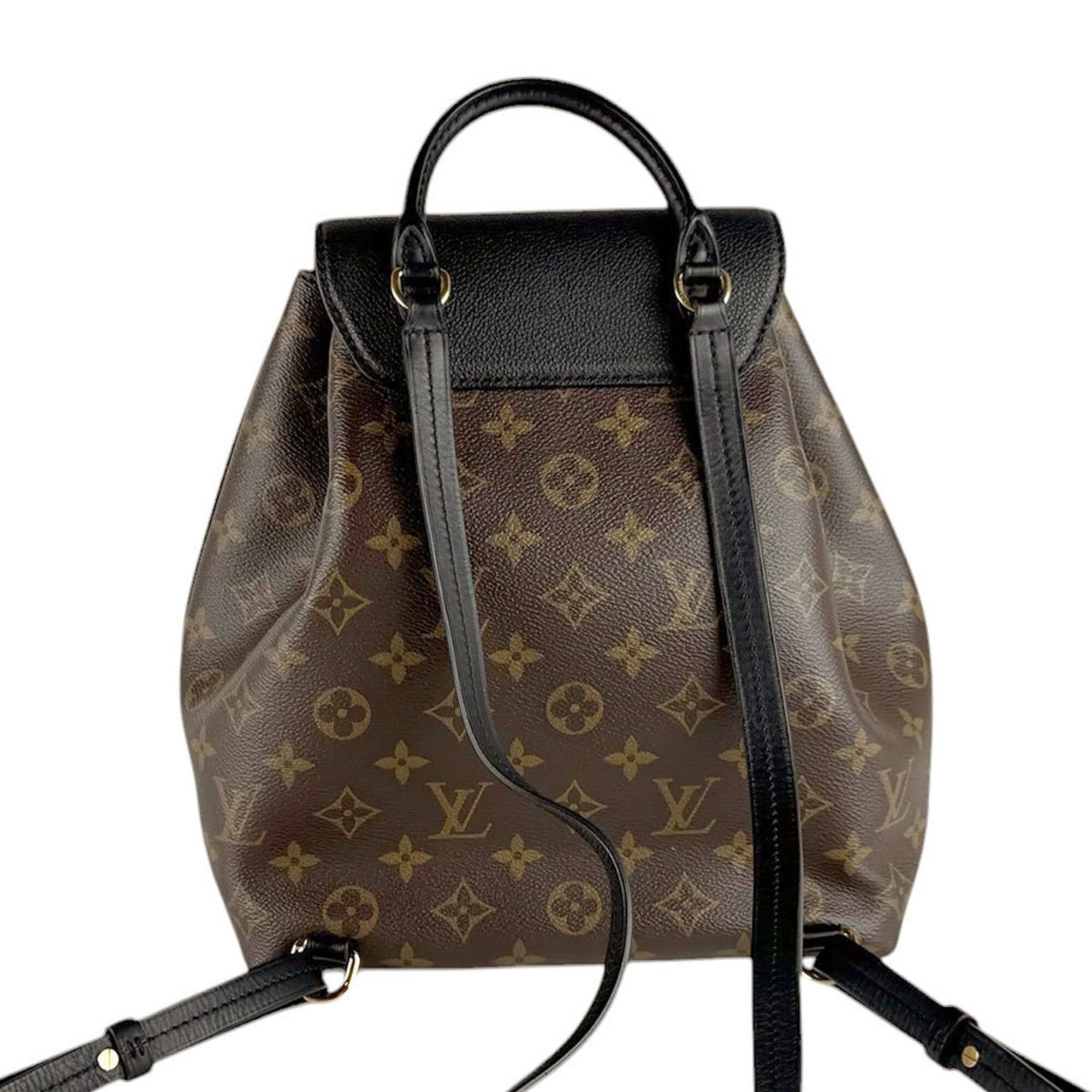 Louis Vuitton Louis Vuitton Backpack Monogram Montsouris NM PM Canvas Brown Black Gold Women's M45515 z9338 Size ONE SIZE - 3 Thumbnail