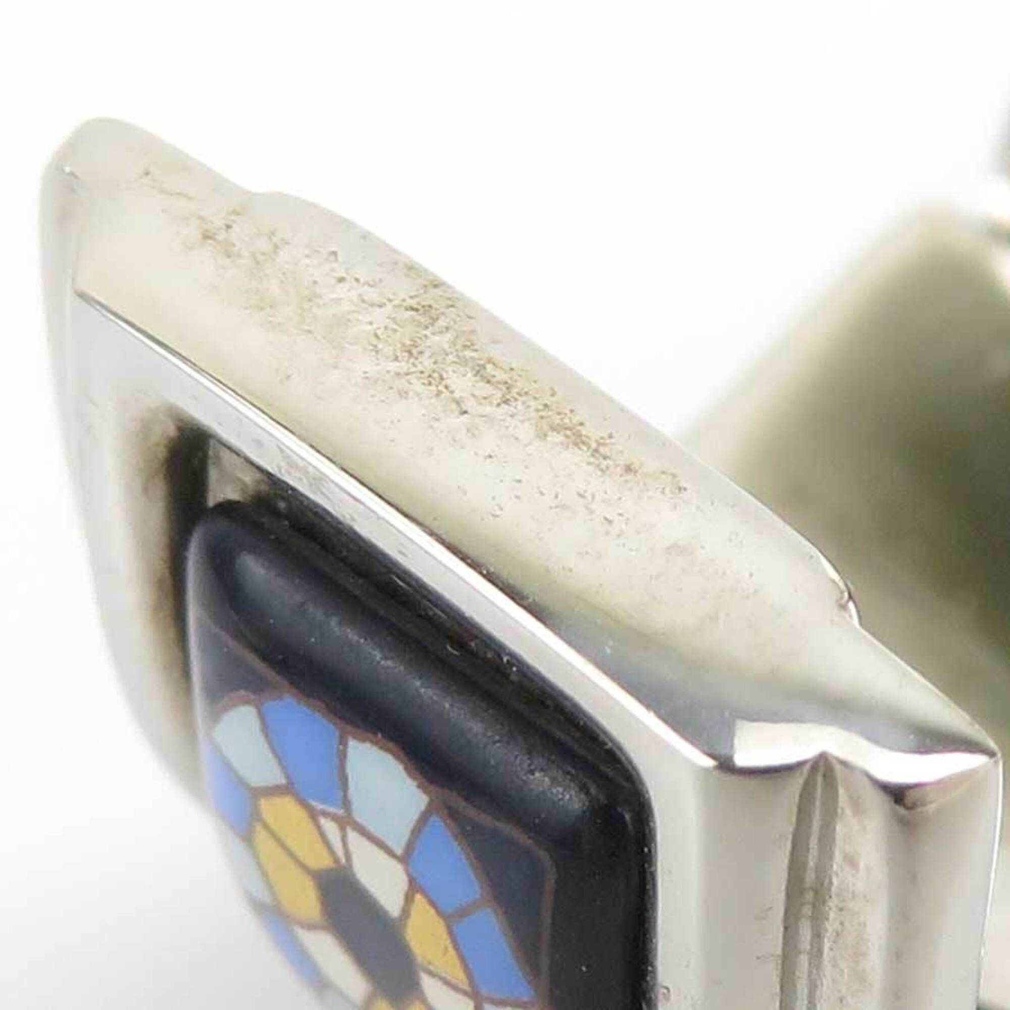 Hermes Hermes Earrings, Cloisonné Enamel, Metal, Silver, Navy Blue, Gold, Women's e61779a Size ONE SIZE - 10 Thumbnail