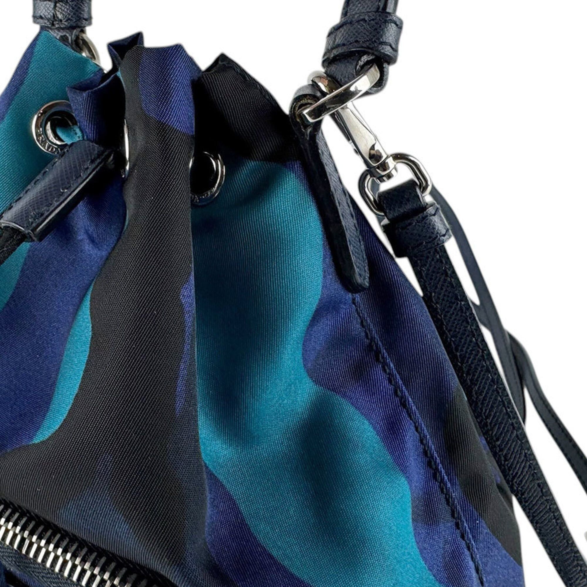 Prada Prada handbag, cross-body shoulder bag, nylon and leather, available in navy, black, blue, silver. Women's. (z9367) Size ONE SIZE - 7 Thumbnail