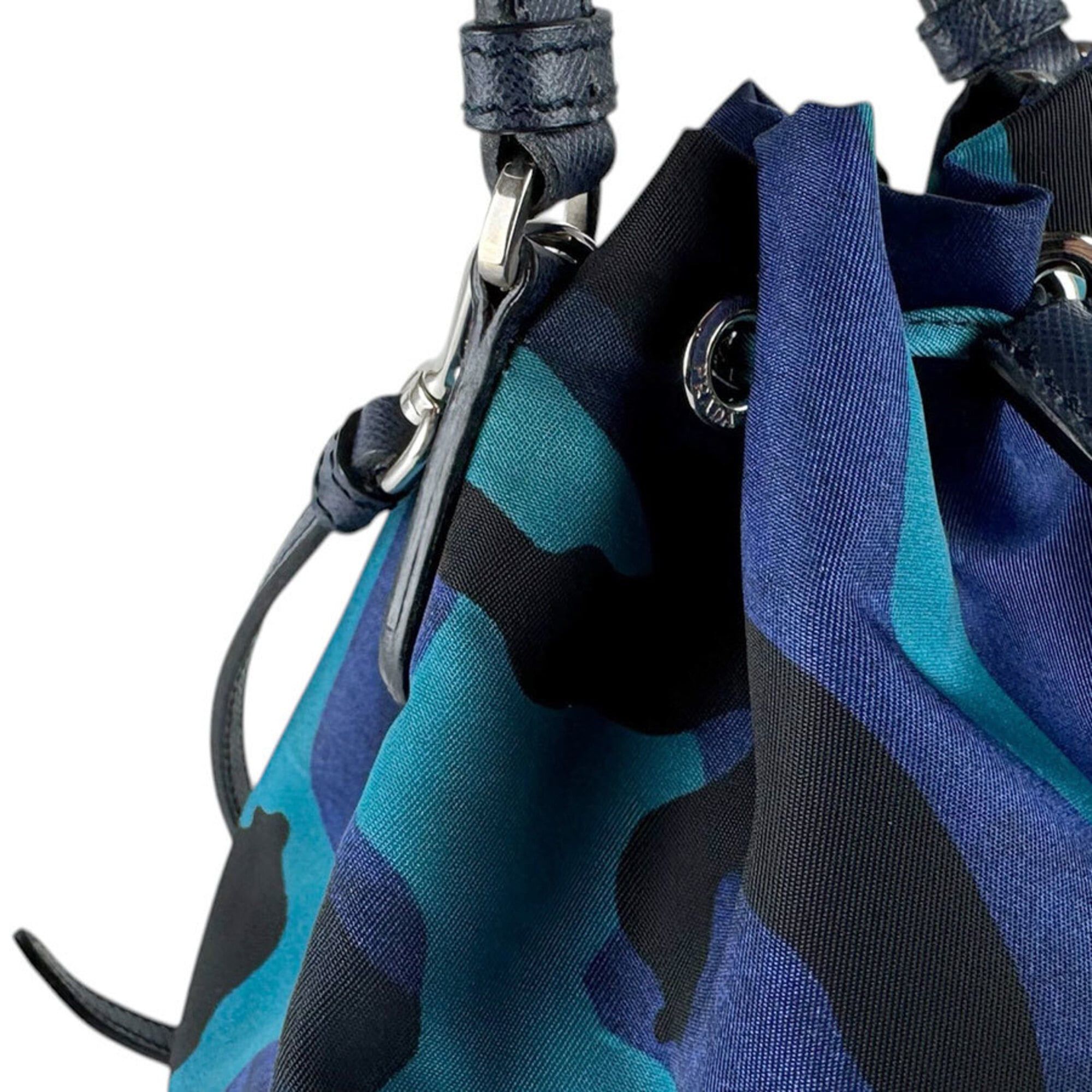 Prada Prada handbag, cross-body shoulder bag, nylon and leather, available in navy, black, blue, silver. Women's. (z9367) Size ONE SIZE - 6 Thumbnail