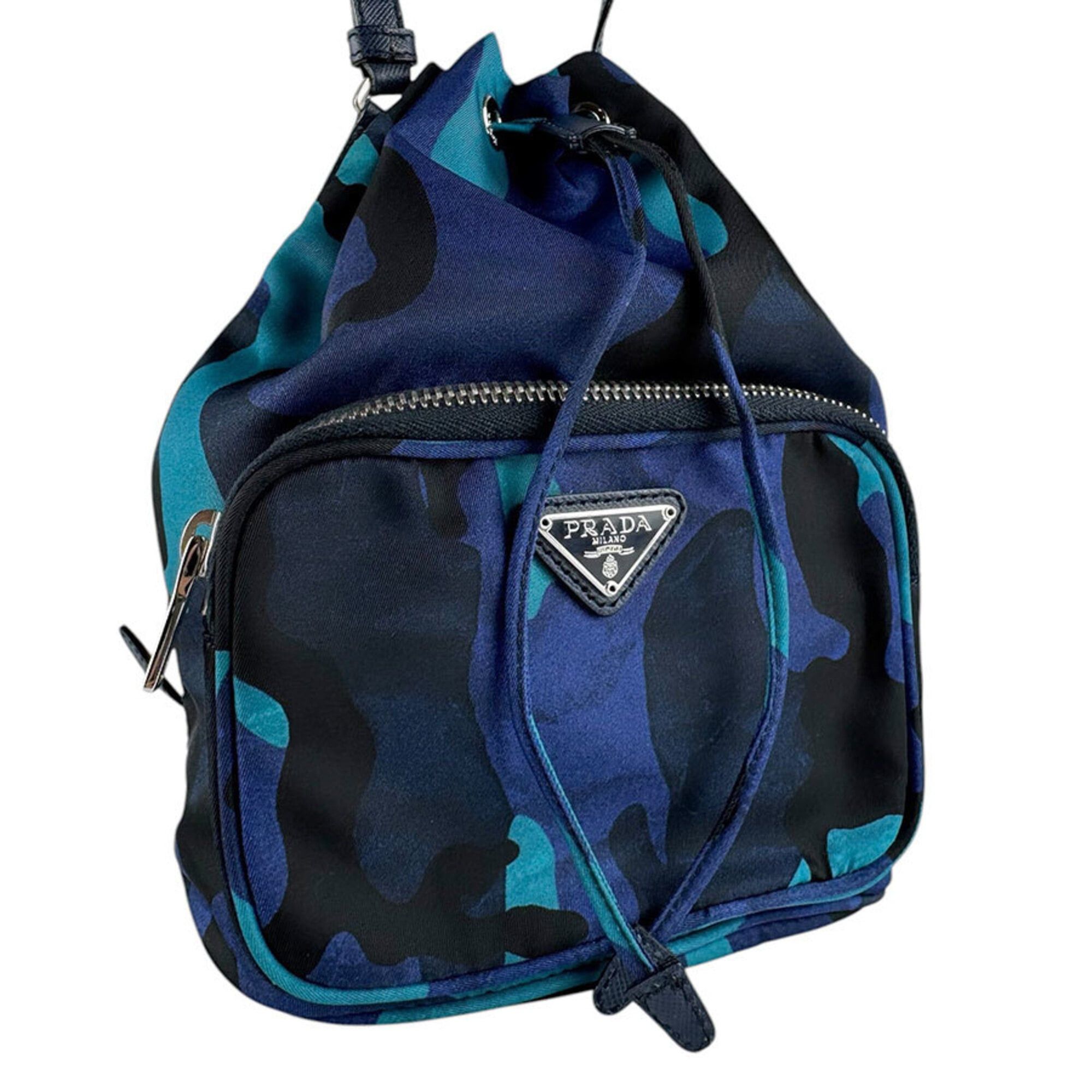 Prada Prada handbag, cross-body shoulder bag, nylon and leather, available in navy, black, blue, silver. Women's. (z9367) Size ONE SIZE - 12 Thumbnail