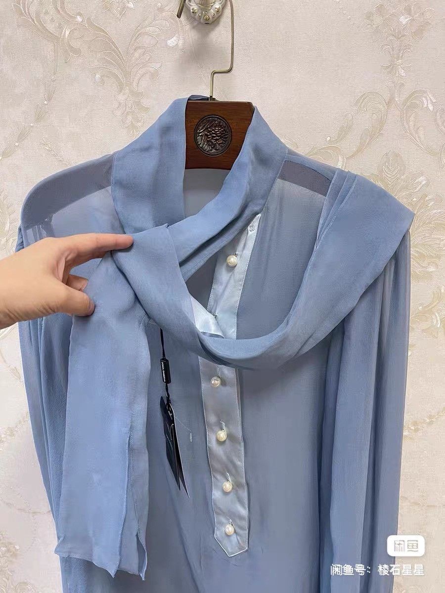 Dolce & Gabbana DG Silk Court Style Ribbon Shirt Size M / US 6-8 / IT 42-44 - 4 Thumbnail
