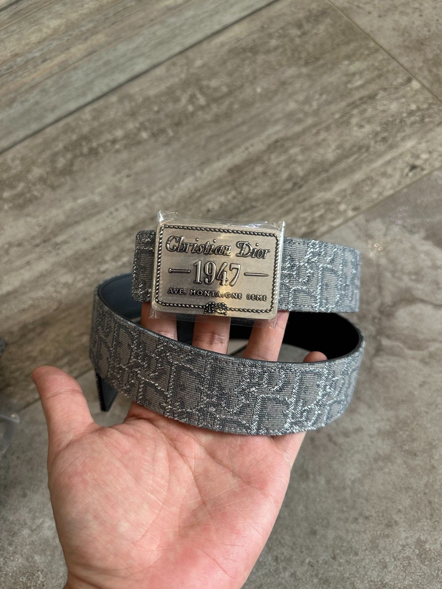 Dior Dior Gray Canvas Reversible Men's Belt Size ONE SIZE - 2 Thumbnail