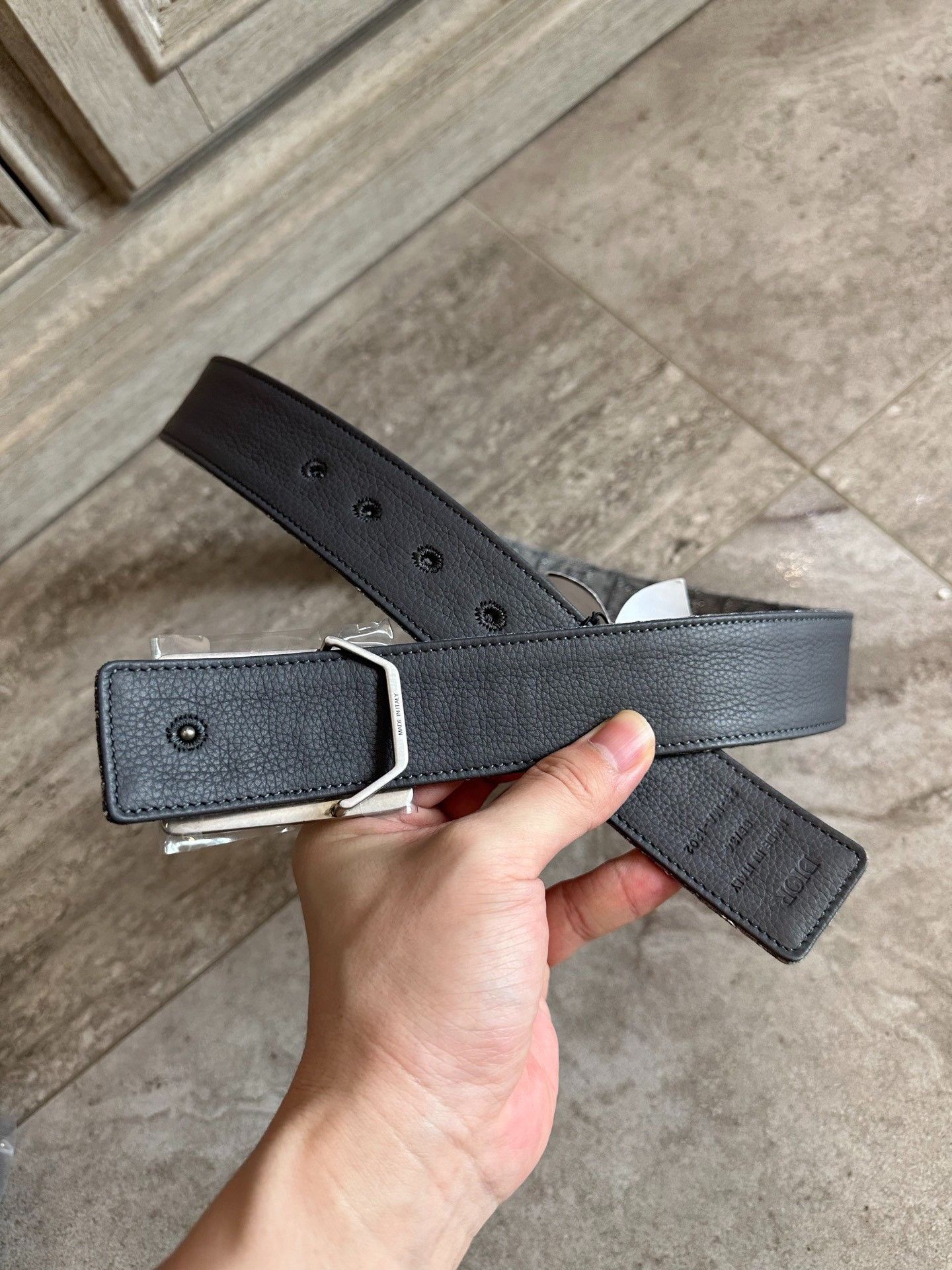 Dior Dior Gray Canvas Reversible Men's Belt Size ONE SIZE - 5 Thumbnail