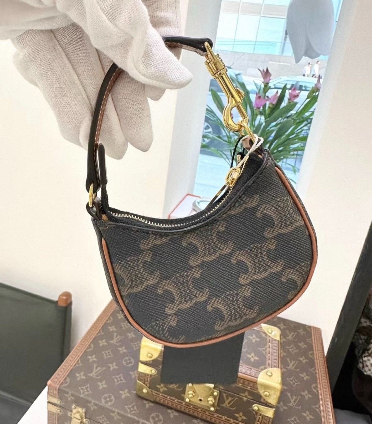 Celine CELINE Monogram Mini Moon Bag Brown Size ONE SIZE - 4 Thumbnail