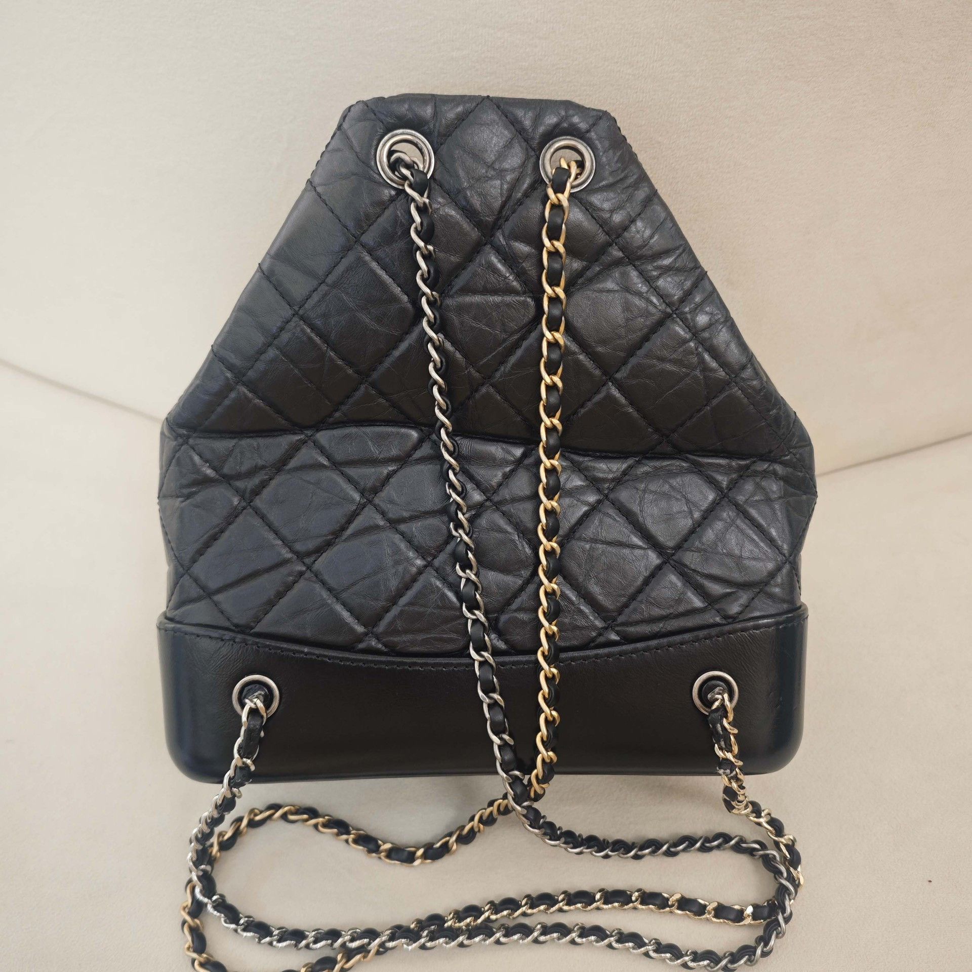 Chanel Chanel Black Backpack Gold-Silver Chain Small Size ONE SIZE - 2 Thumbnail