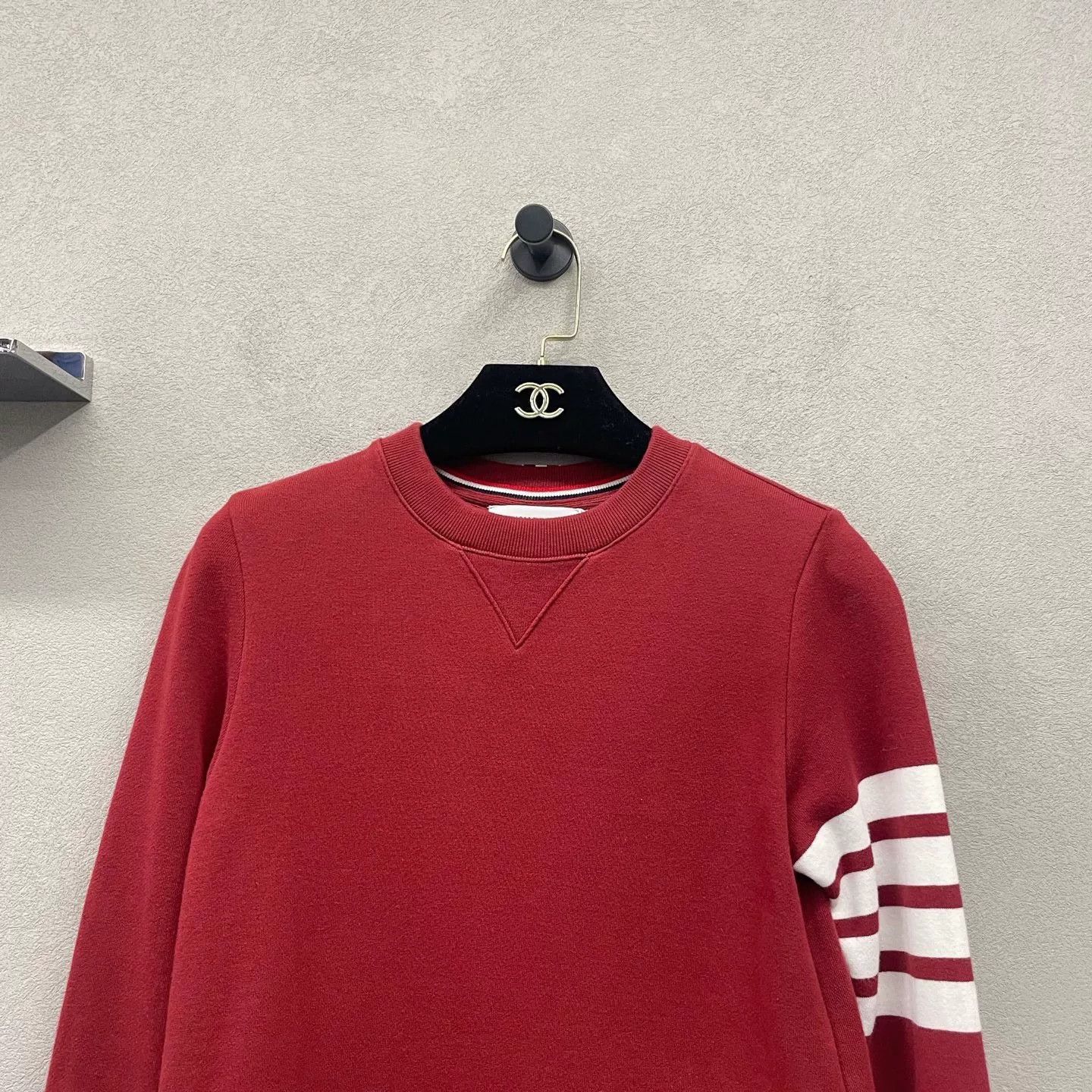 Thom Browne TB Striped Red Crew Neck Sweatshirt Size S / US 4 / IT 40 - 4 Thumbnail
