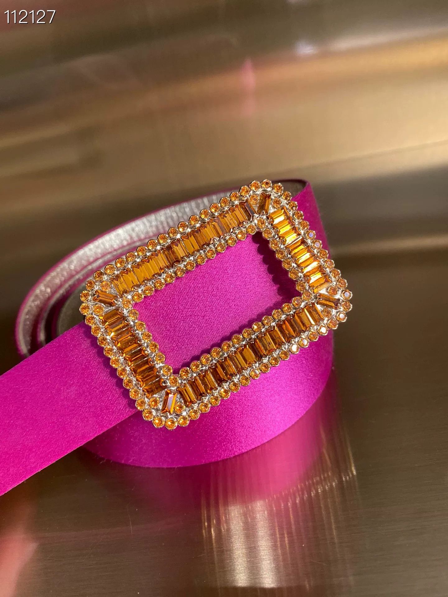 Roger Vivier RV Pink Gold Satin Diamond Belt Size ONE SIZE - 3 Thumbnail