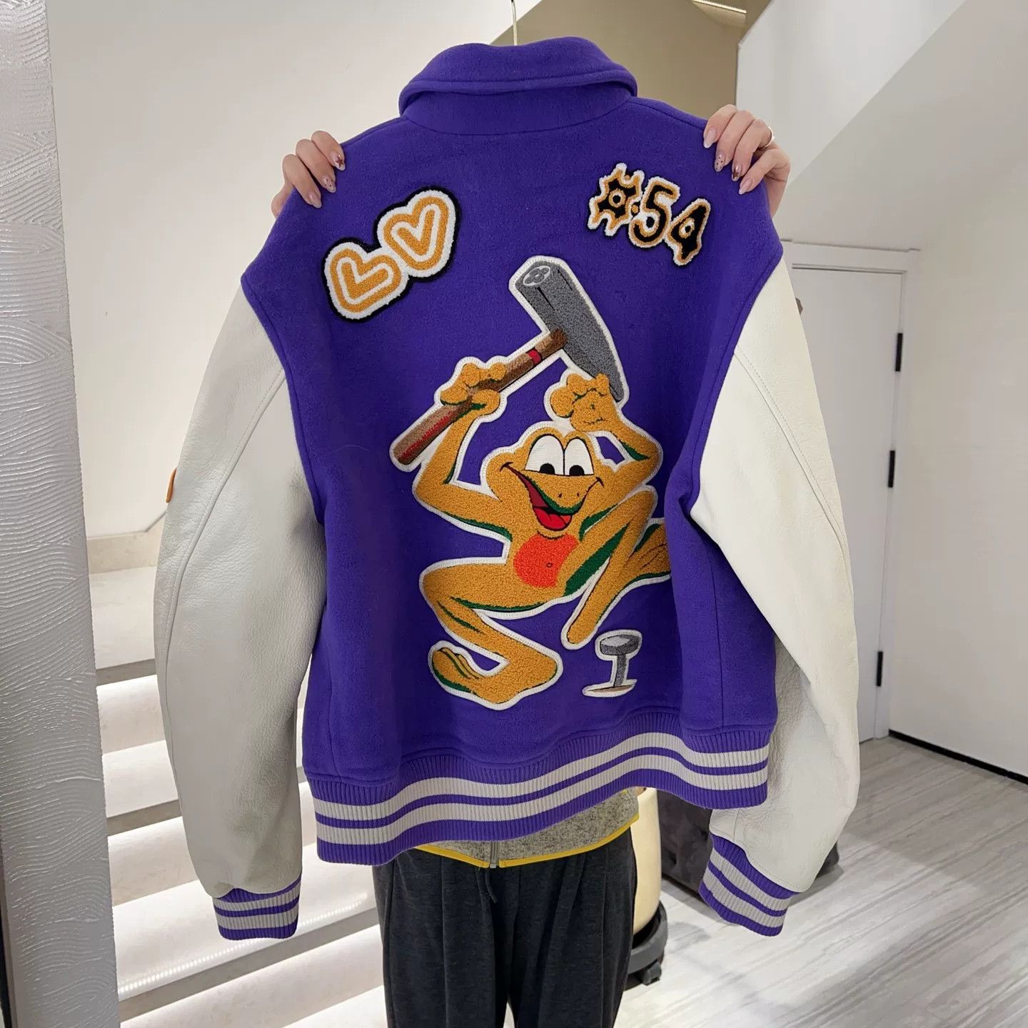 Louis Vuitton Louis Vuitton Purple White Spliced Baseball Jacket Size US M / EU 48-50 / 2 - 2 Thumbnail