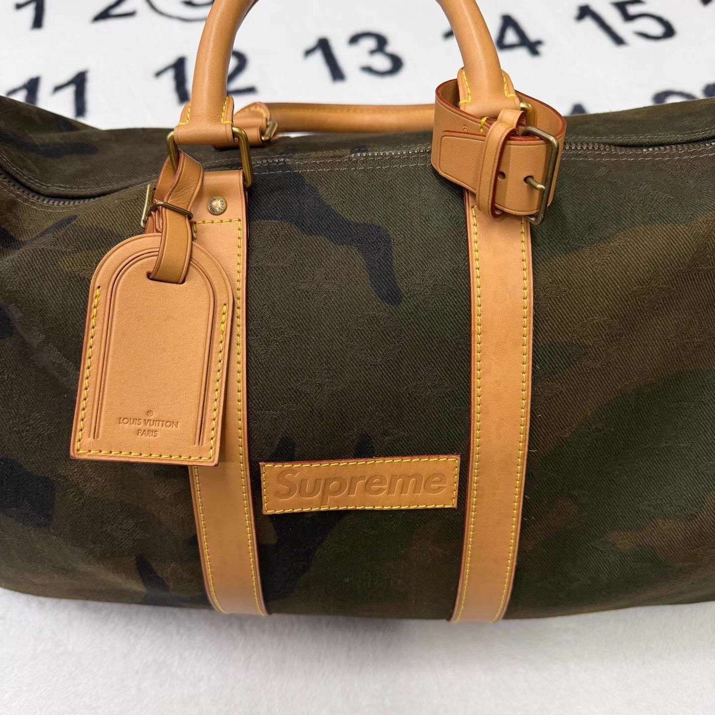 Supreme Camouflage Duffle Bag with Leather Accents Size ONE SIZE - 6 Thumbnail