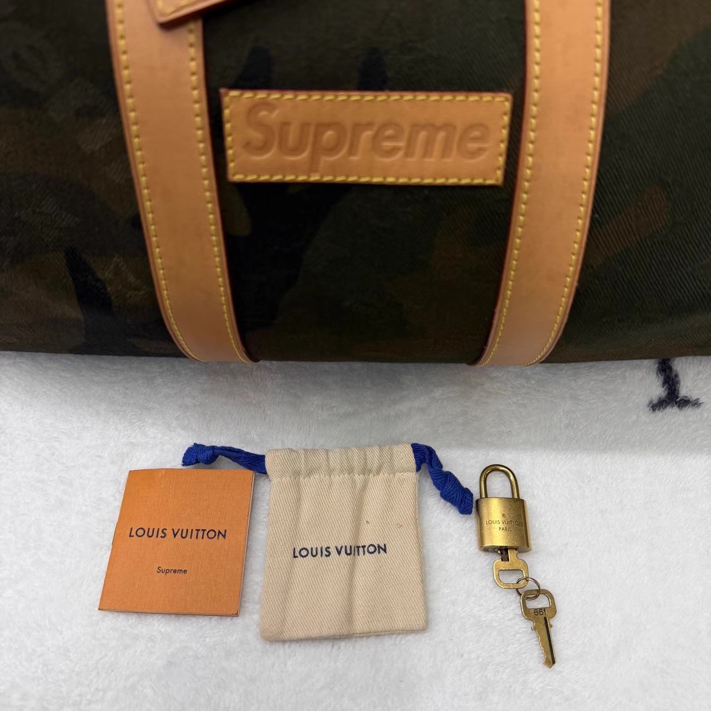 Supreme Camouflage Duffle Bag with Leather Accents Size ONE SIZE - 7 Thumbnail