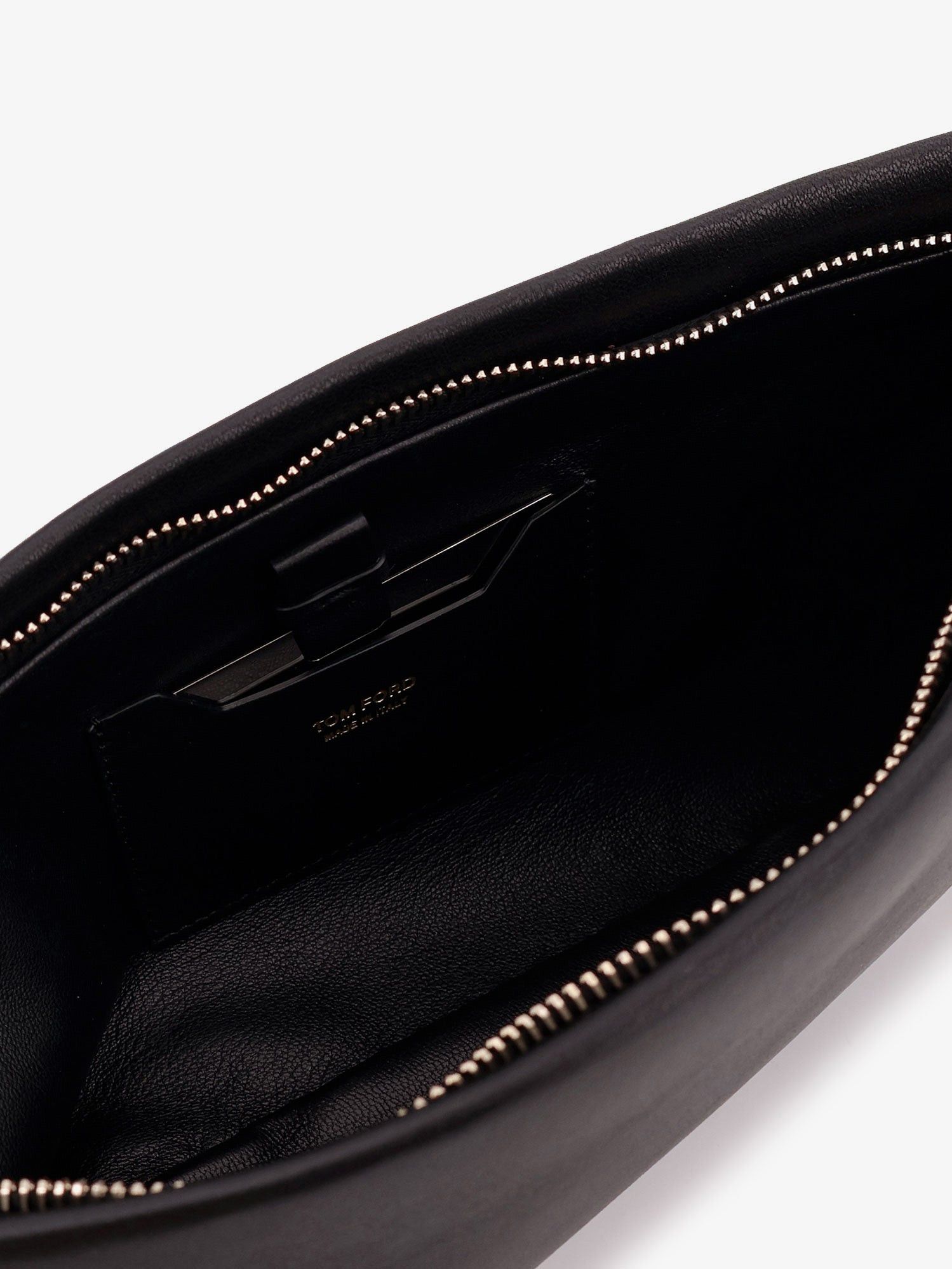 Tom Ford Aura Leather Clutch Bag With Lettering Logo On The Front Size ONE SIZE - 5 Thumbnail