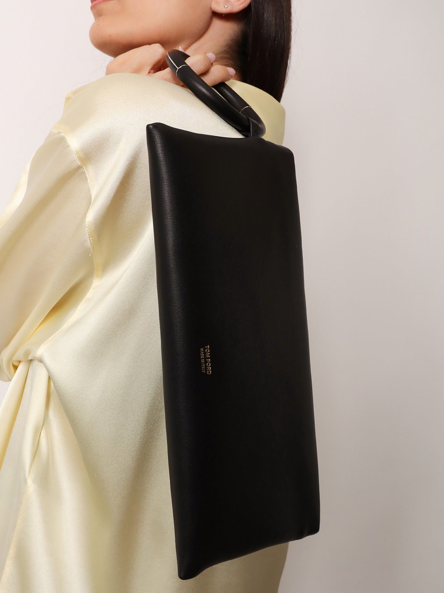 Tom Ford Aura Leather Clutch Bag With Lettering Logo On The Front Size ONE SIZE - 3 Thumbnail