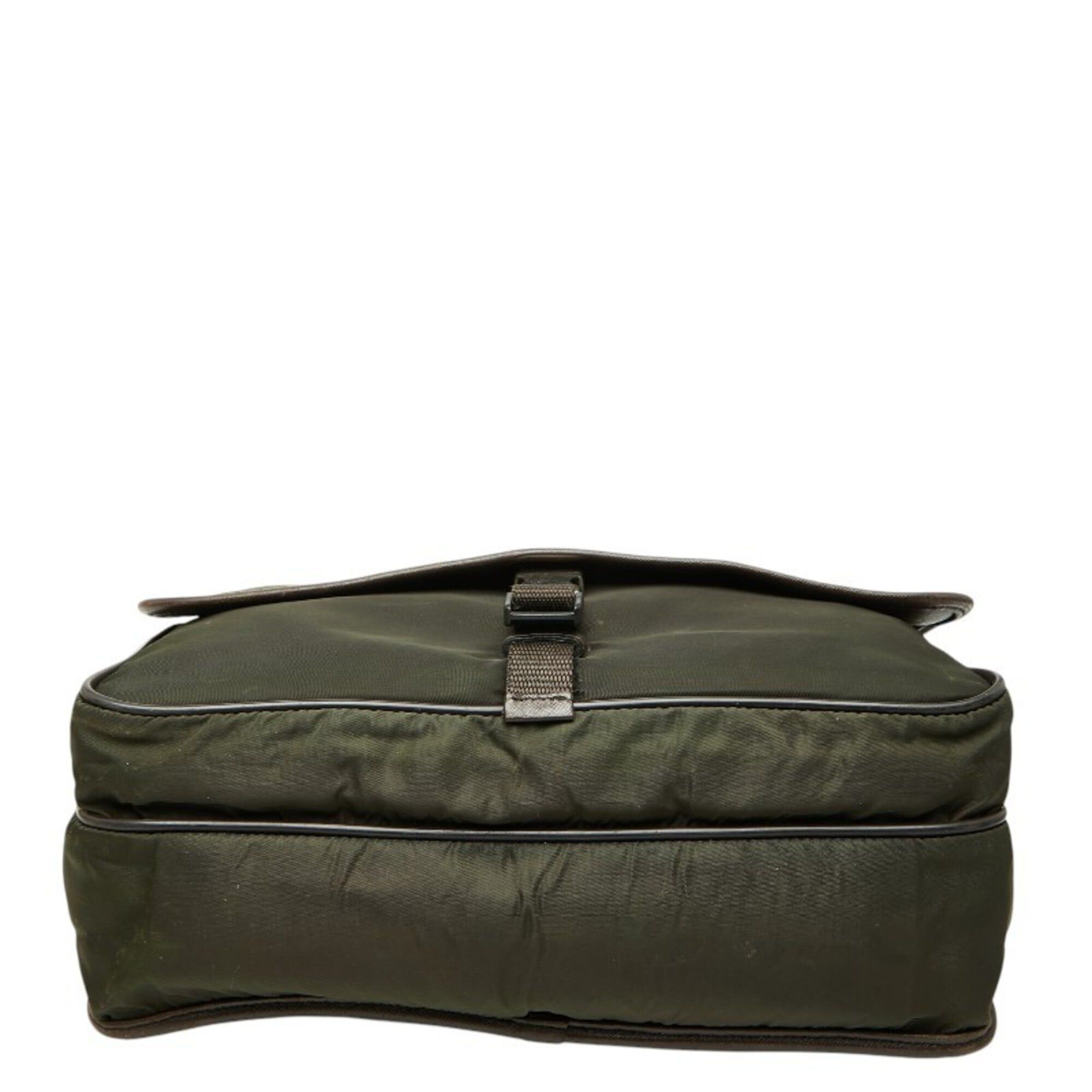 Prada Prada Tessuto Messenger Bag Shoulder Khaki Green Brown Nylon Leather Women's PRADA Size ONE SIZE - 3 Thumbnail