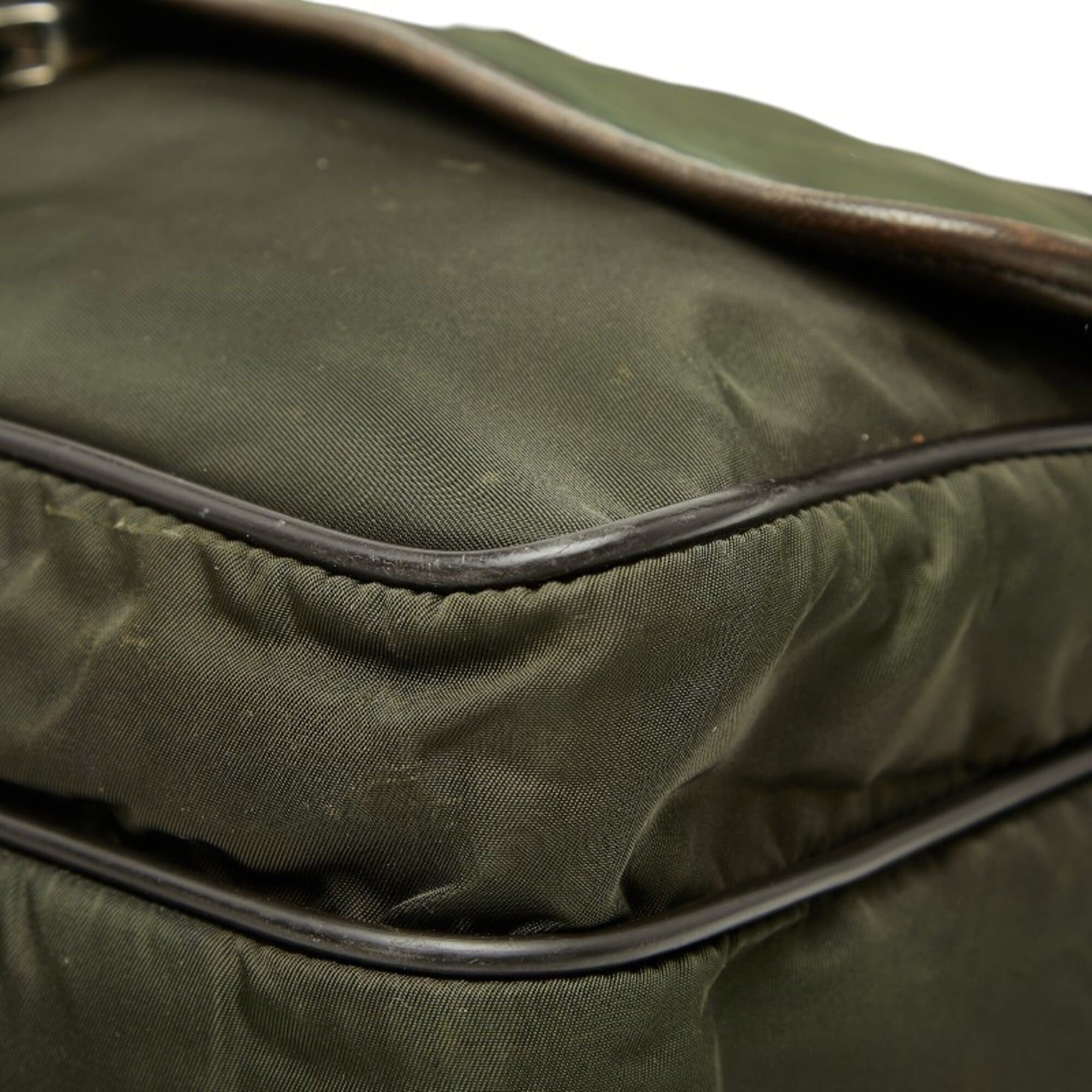 Prada Prada Tessuto Messenger Bag Shoulder Khaki Green Brown Nylon Leather Women's PRADA Size ONE SIZE - 4 Thumbnail
