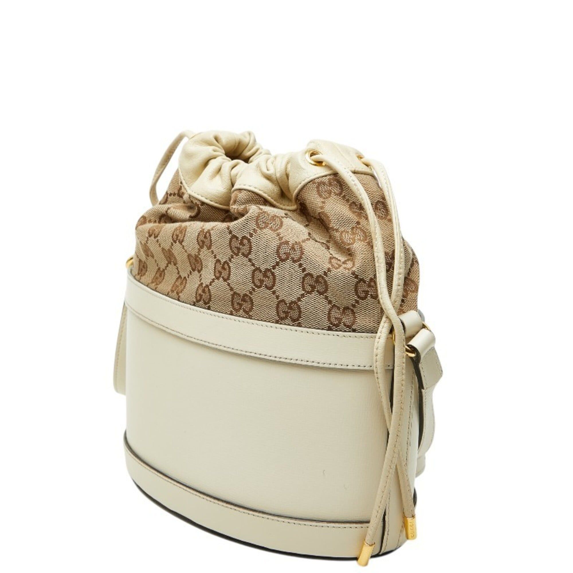 Gucci Gucci GG Canvas Horsebit 1955 Bucket Bag Shoulder 602118 Beige Leather Women's GUCCI Size ONE SIZE - 2 Thumbnail