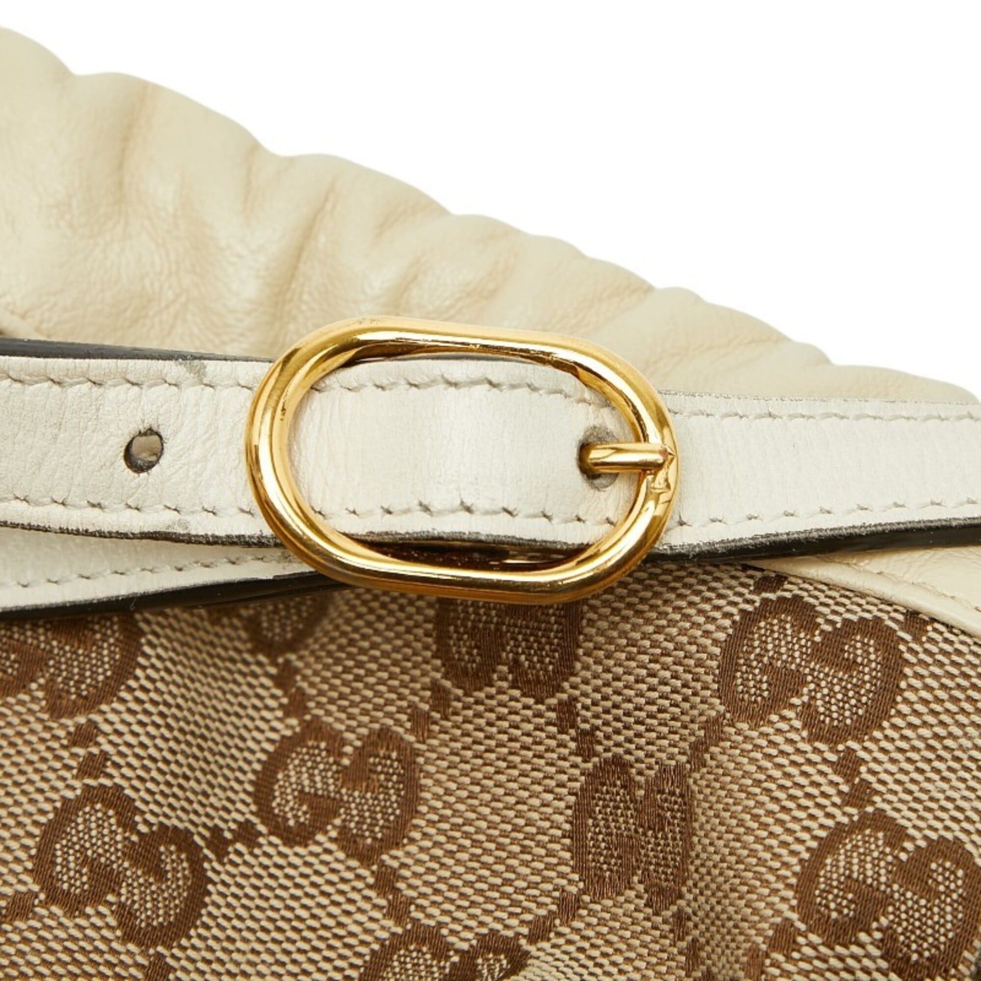 Gucci Gucci GG Canvas Horsebit 1955 Bucket Bag Shoulder 602118 Beige Leather Women's GUCCI Size ONE SIZE - 7 Thumbnail