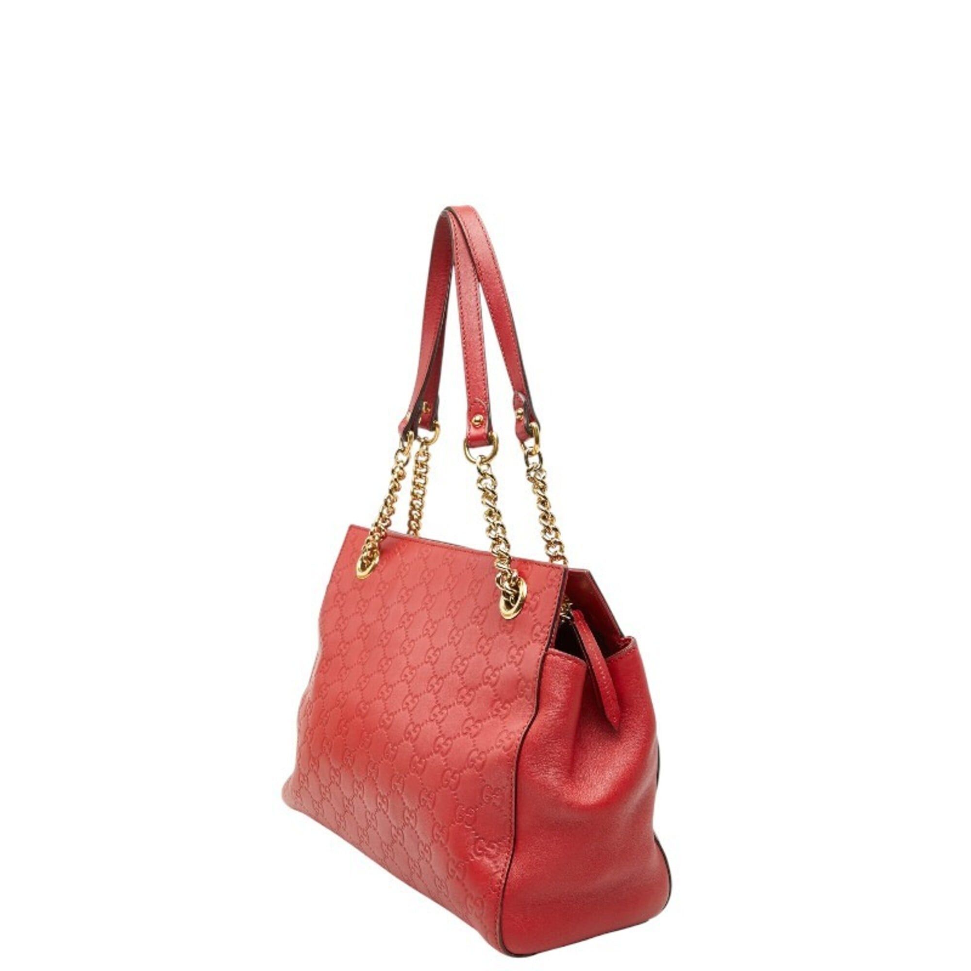 Gucci Gucci Guccissima Chain Tote Bag 453773 Red Leather Women's GUCCI Size ONE SIZE - 2 Thumbnail
