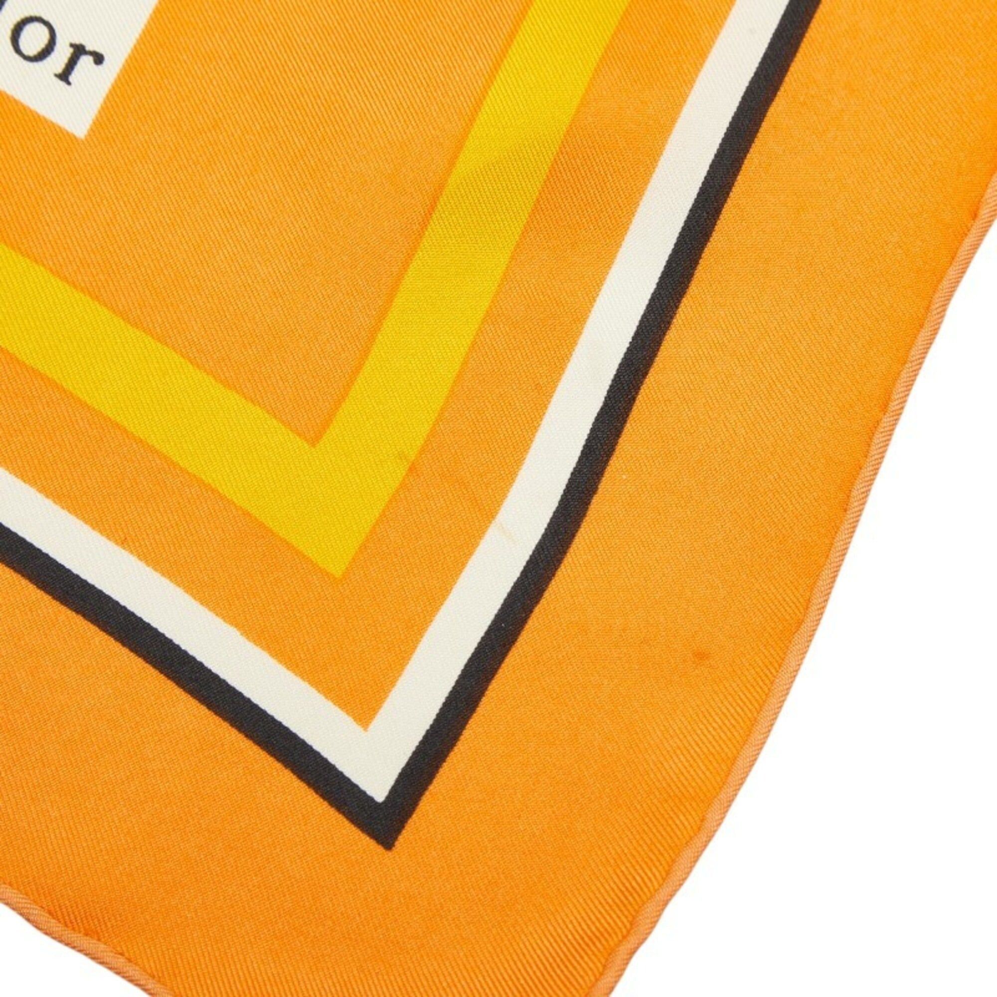 Dior Christian Dior Dior Logo Scarf Muffler Orange Brown Yellow Silk Women's Size ONE SIZE - 2 Thumbnail