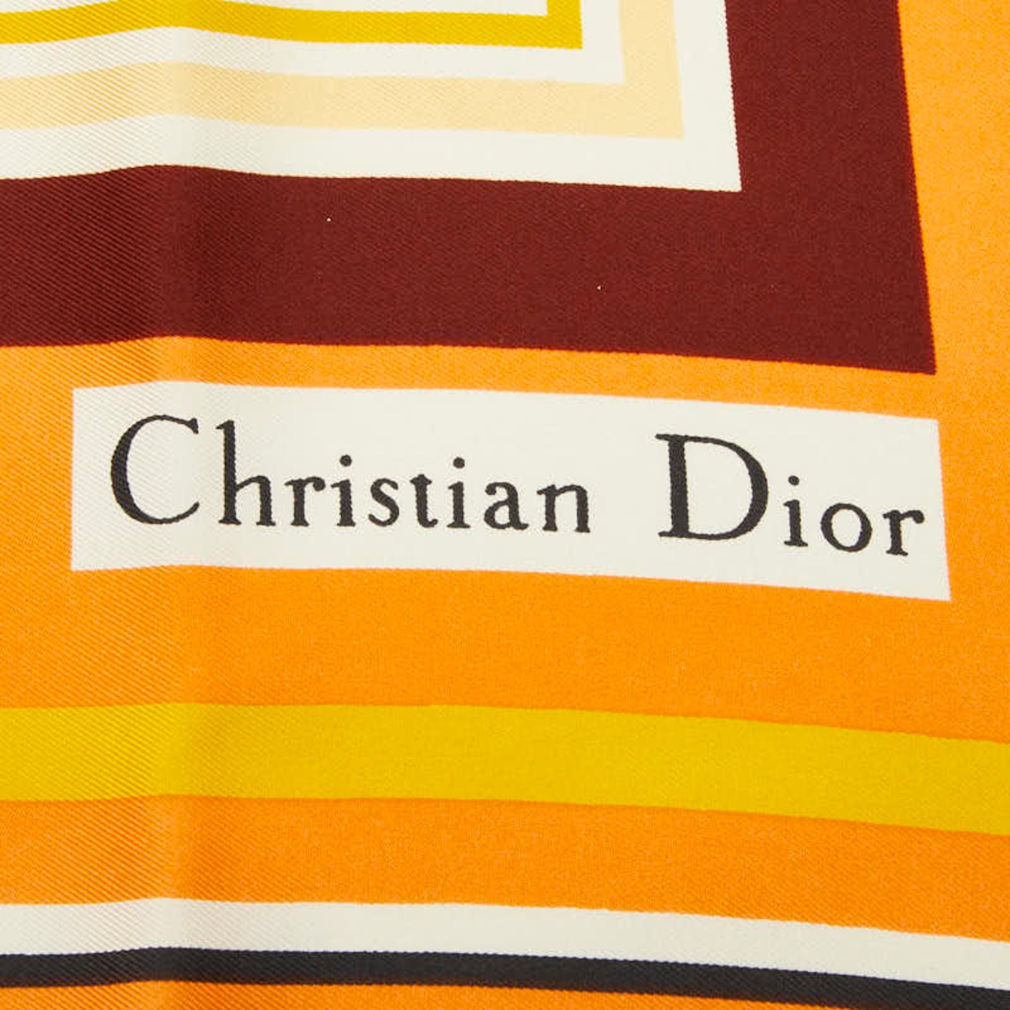 Dior Christian Dior Dior Logo Scarf Muffler Orange Brown Yellow Silk Women's Size ONE SIZE - 4 Thumbnail
