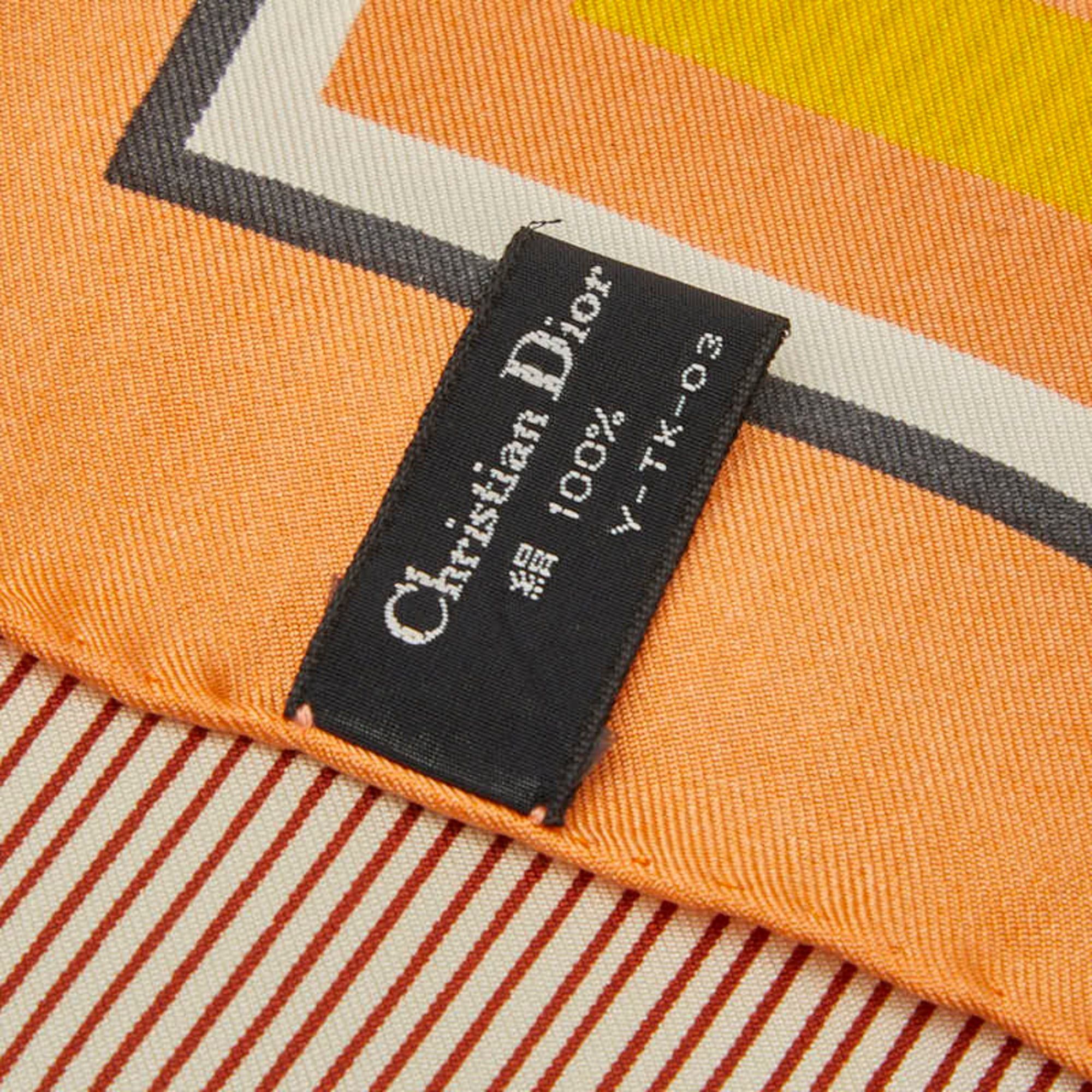 Dior Christian Dior Dior Logo Scarf Muffler Orange Brown Yellow Silk Women's Size ONE SIZE - 5 Thumbnail