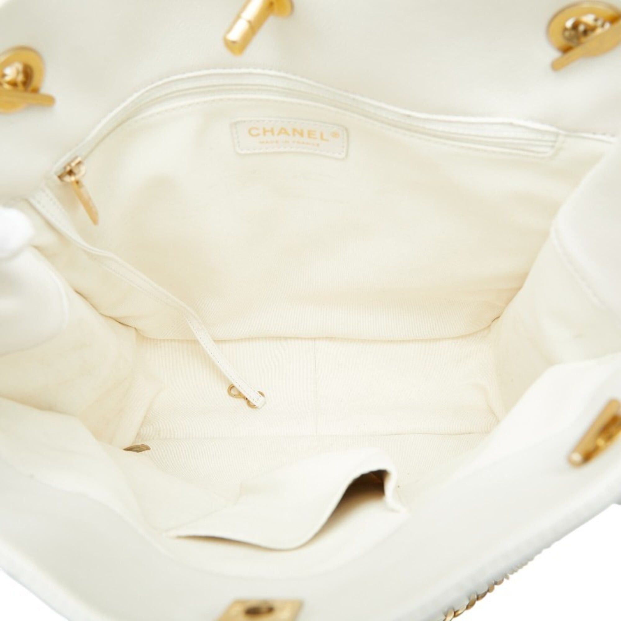 Chanel Chanel Coco Mark Matelassé Chain Tote Bag Shoulder White Caviar Leather Women's CHANEL Size ONE SIZE - 6 Thumbnail