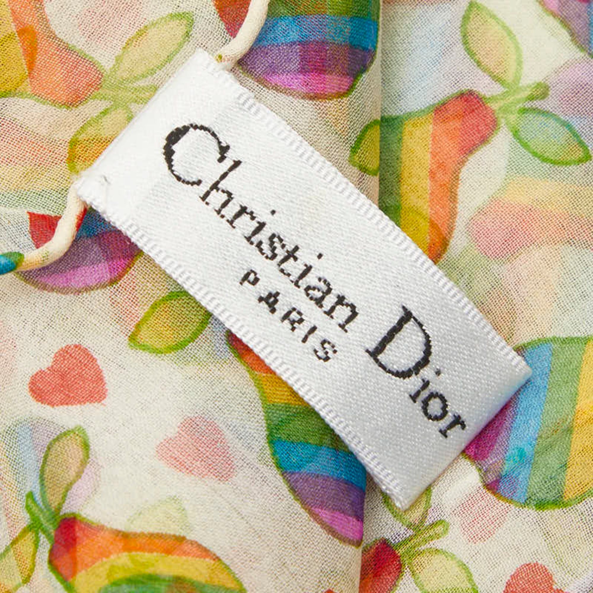 Dior Christian Dior Dior Pear Fruit Motif Multicolor Silk Women's Dress Size ONE SIZE - 3 Thumbnail
