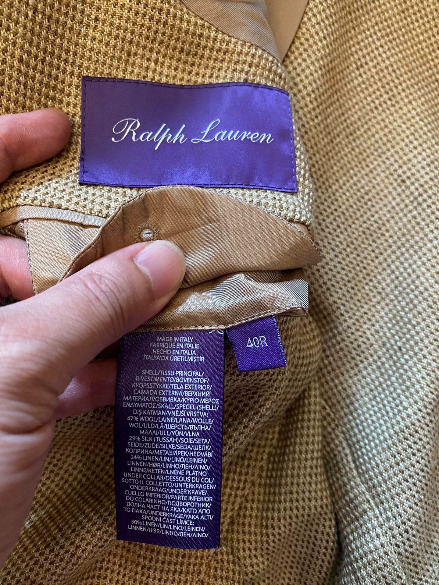 Ralph Lauren Beige Houndstooth Pattern Blazer Size US M / EU 48-50 / 2 - 4 Thumbnail