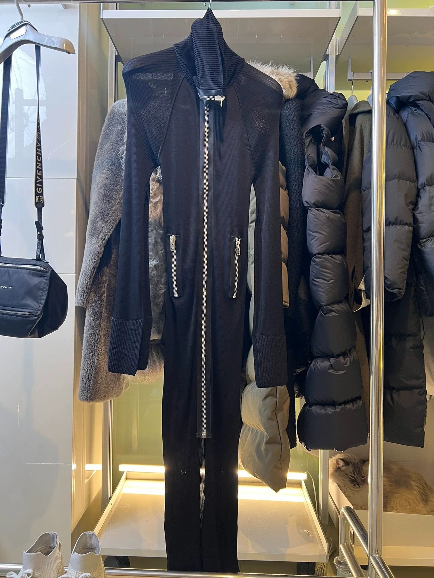 Givenchy Black Zip-Front Long-Sleeve Jumpsuit Size US 33 - 2 Thumbnail