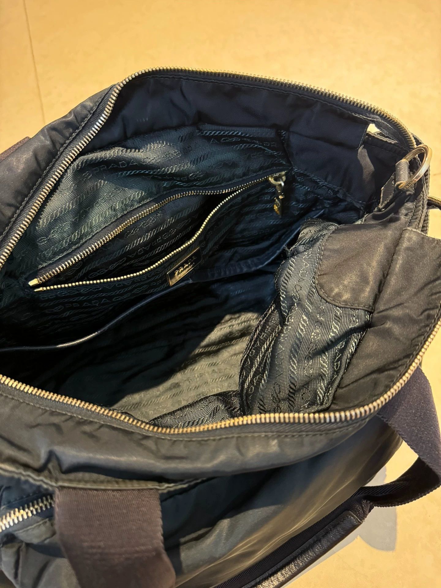 Prada Blue Nylon Tote Bag with Zip Pockets Size ONE SIZE - 4 Thumbnail