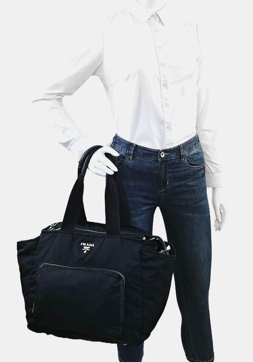 Prada Blue Nylon Tote Bag with Zip Pockets Size ONE SIZE - 6 Thumbnail