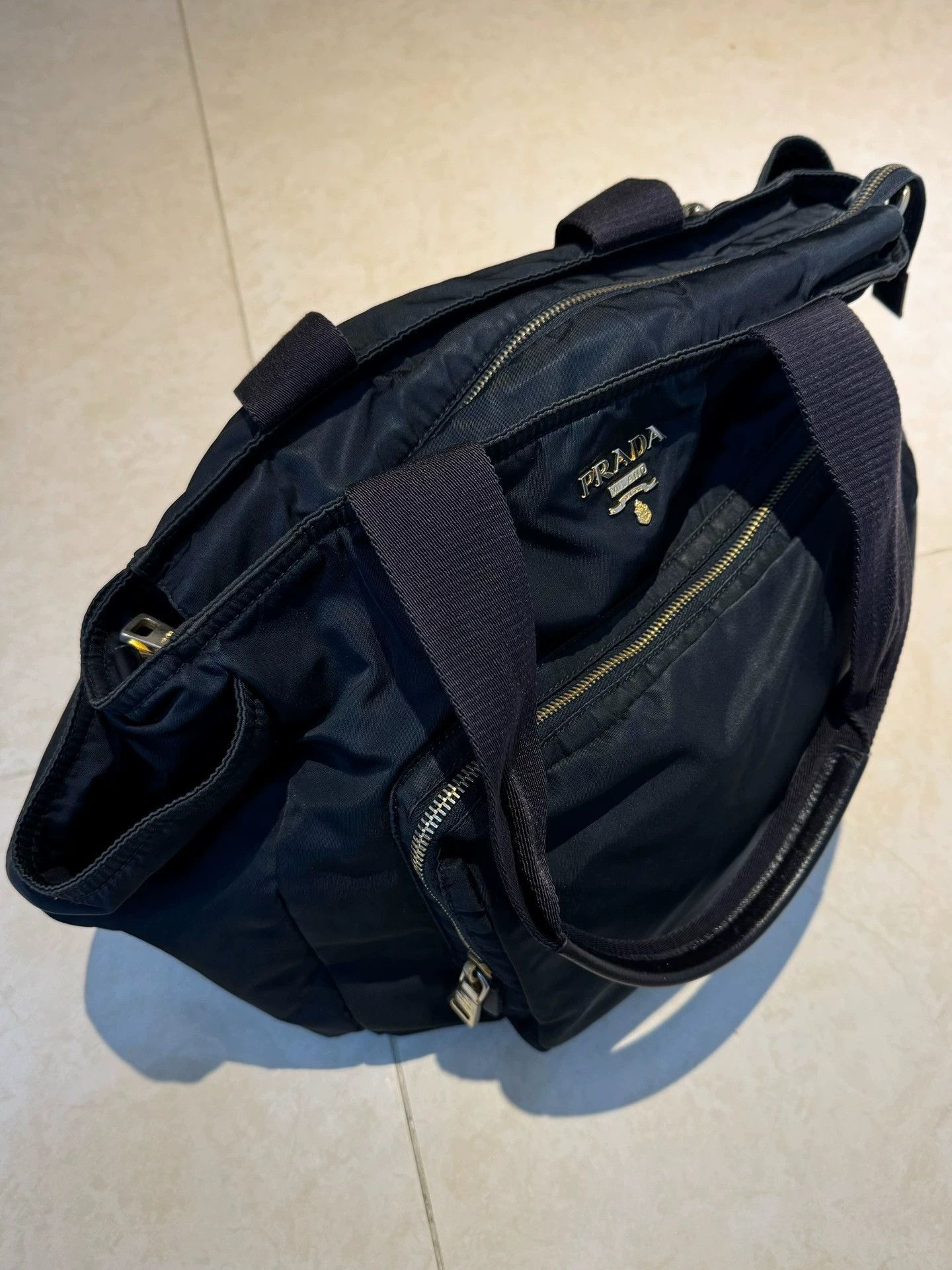 Prada Blue Nylon Tote Bag with Zip Pockets Size ONE SIZE - 2 Thumbnail