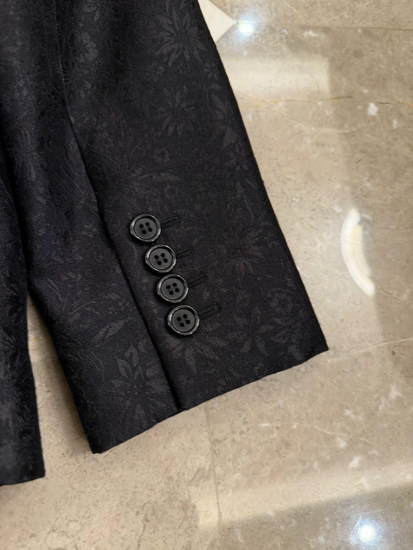 Saint Laurent Paris Black Floral Pattern Studded Blazer Size US M / EU 48-50 / 2 - 4 Thumbnail
