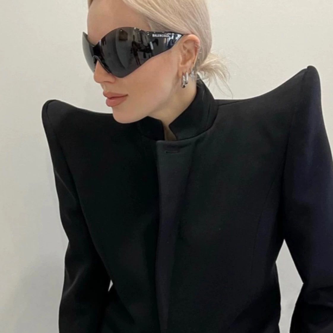 Balenciaga Black Shield Sunglasses Size ONE SIZE - 8 Thumbnail
