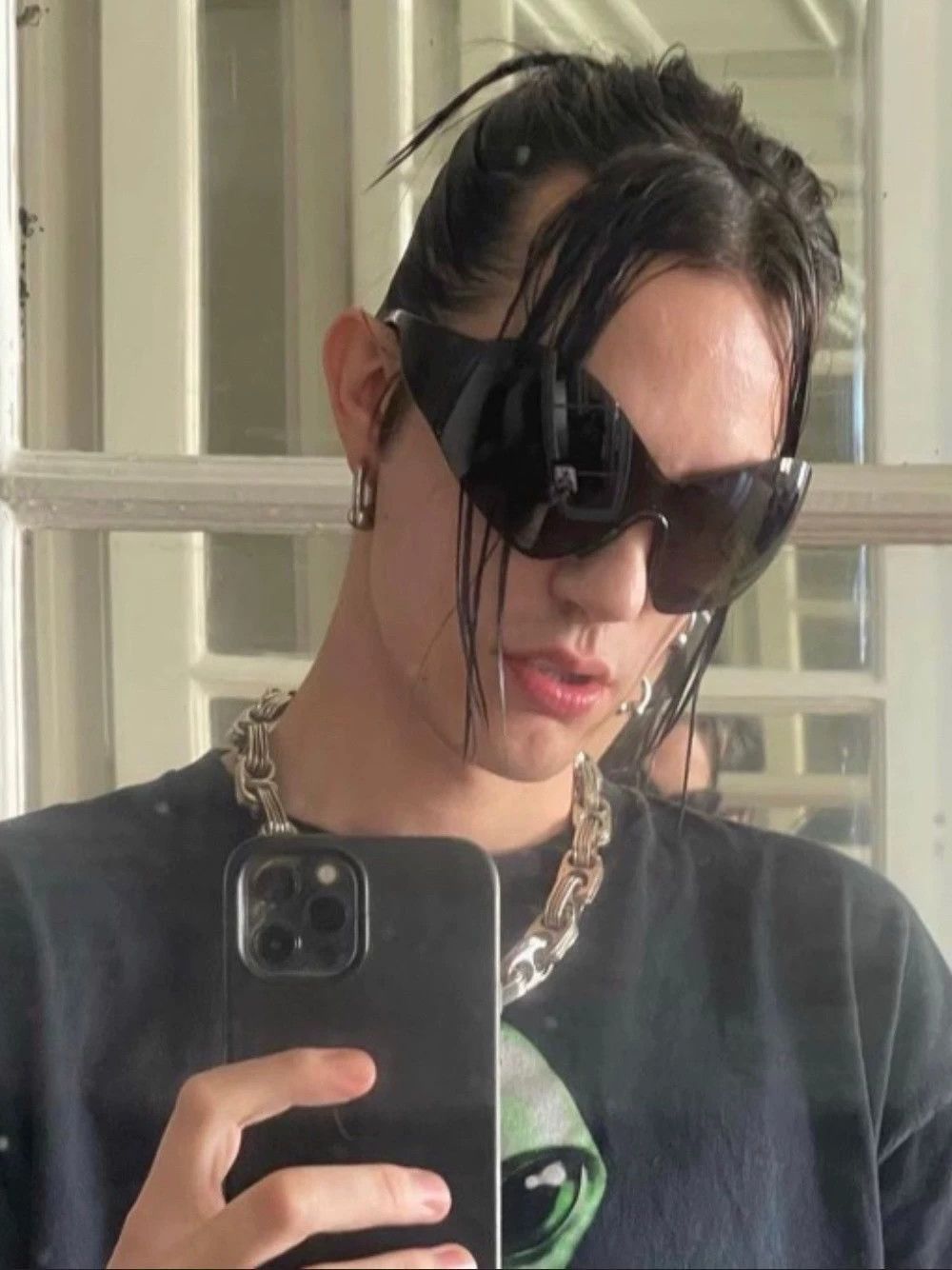 Balenciaga Black Shield Sunglasses Size ONE SIZE - 9 Thumbnail