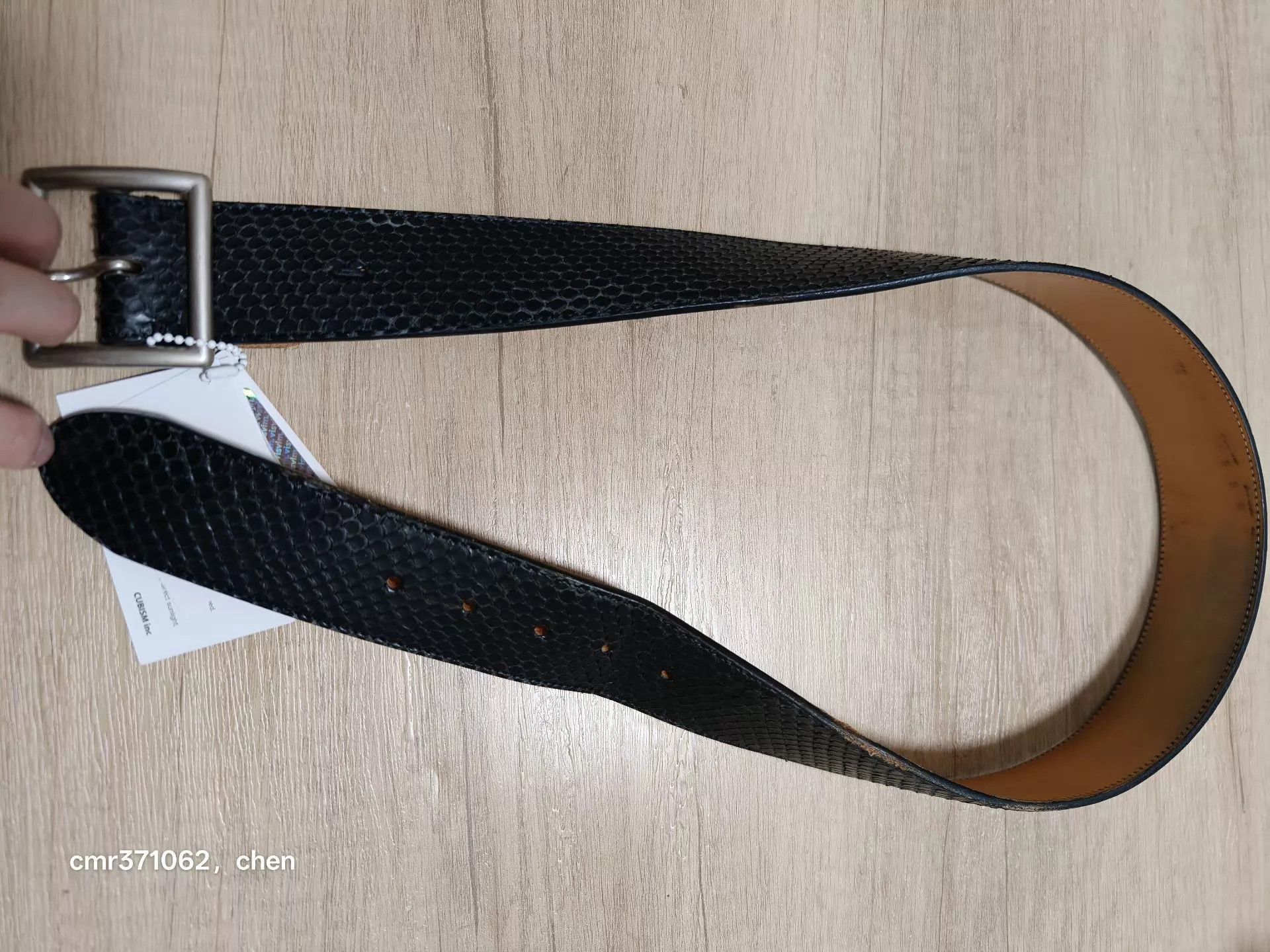 Visvim Black Textured Belt with Square Silver Buckle Size ONE SIZE - 7 Thumbnail