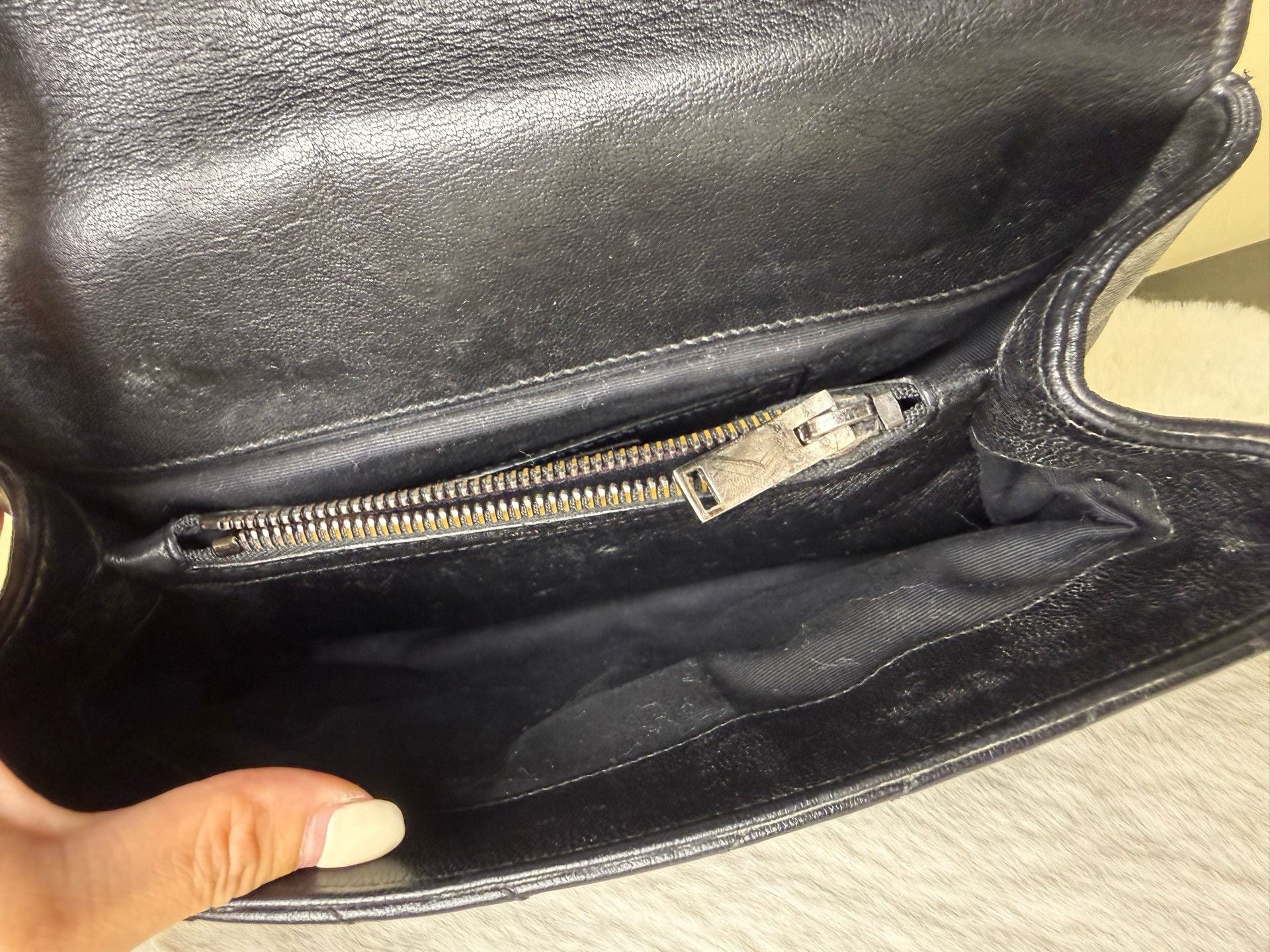 Yves Saint Laurent YSL College Black Silver Leather Bag Size ONE SIZE - 6 Thumbnail